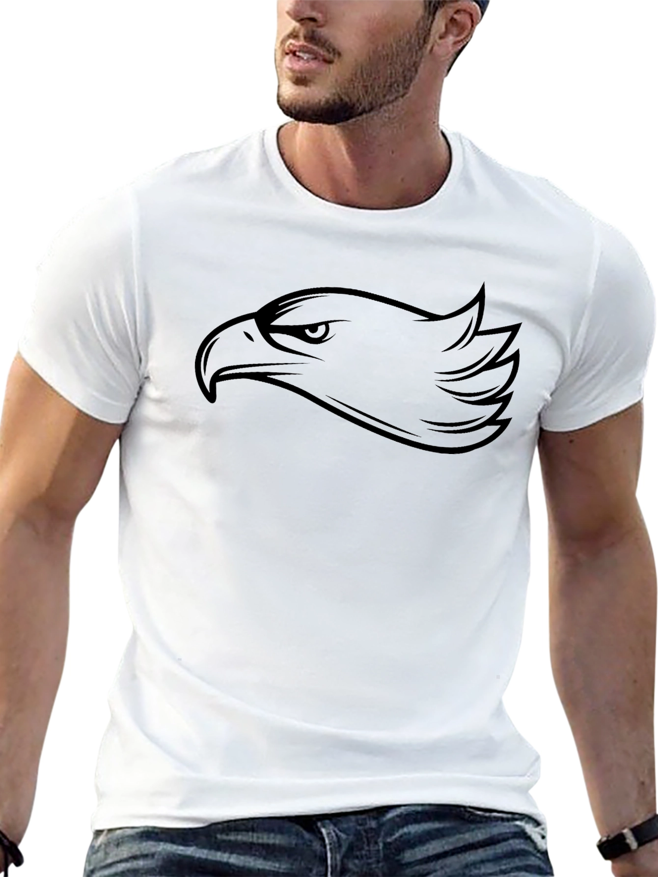 Eagle Head Graphic Black T-Shirt - 13