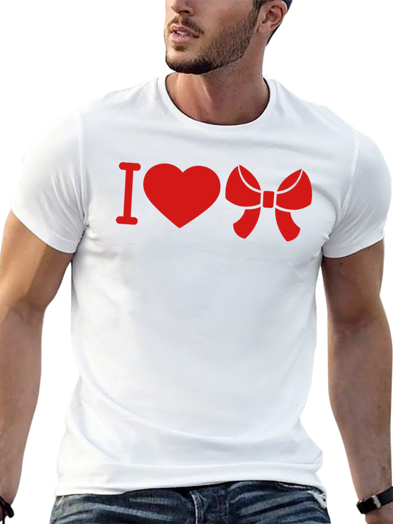 Black I Heart Bow Red Graphic T-Shirt - Casual Crew Neck Tee view 13