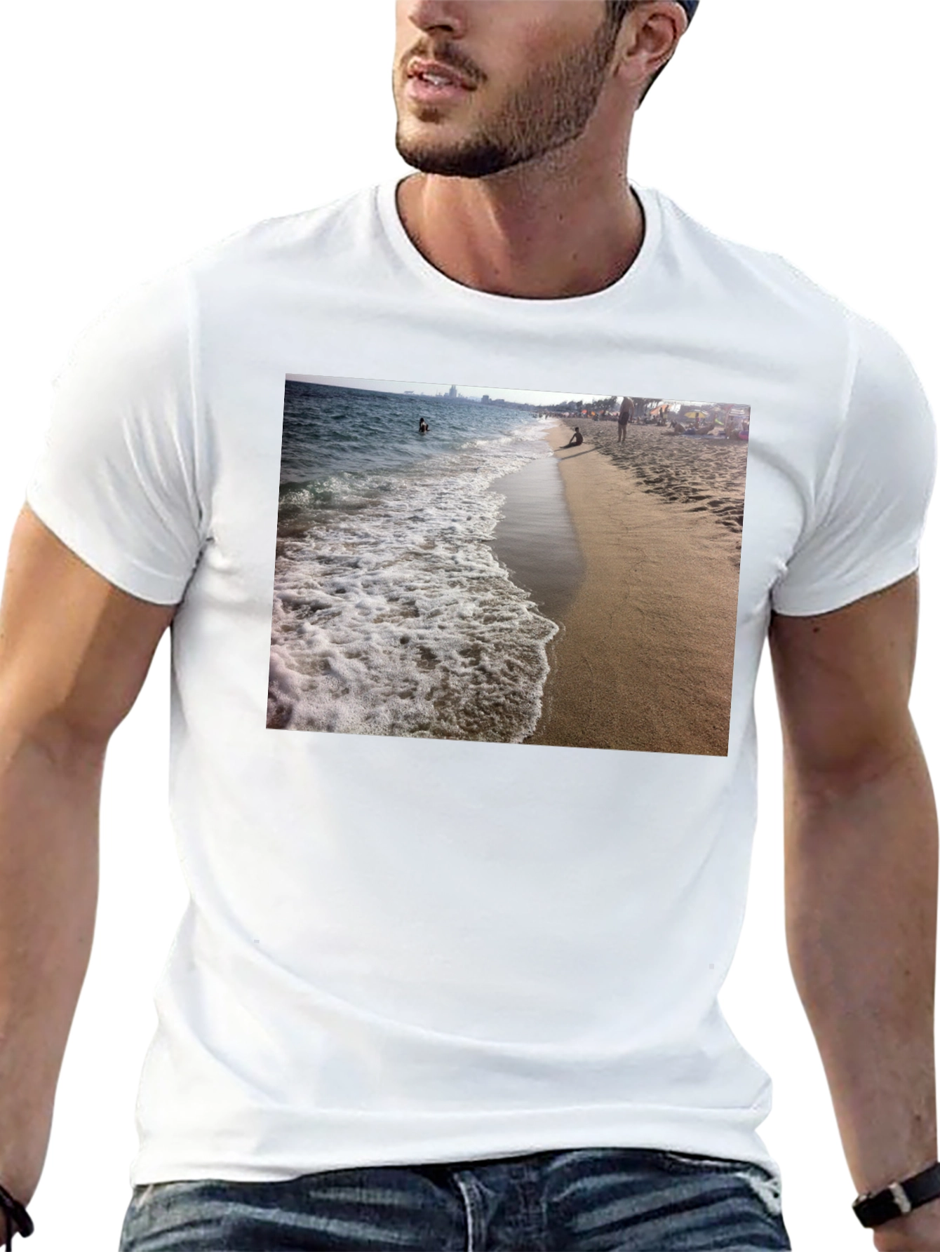 Black Beach Scene Black T-Shirt view 13