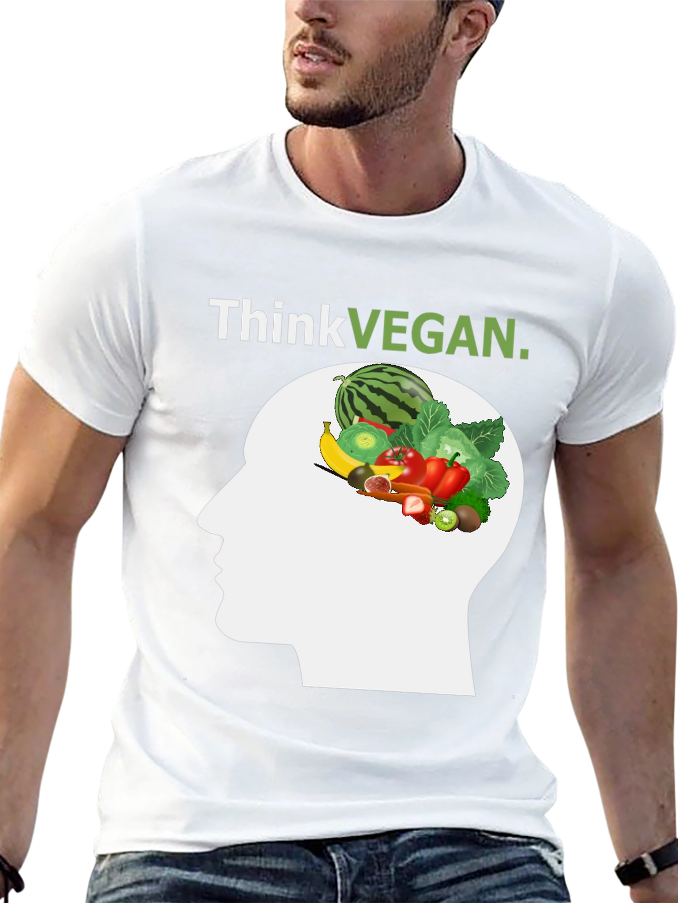 Black Think Vegan T-Shirt - Unisex Graphic Tee view 13