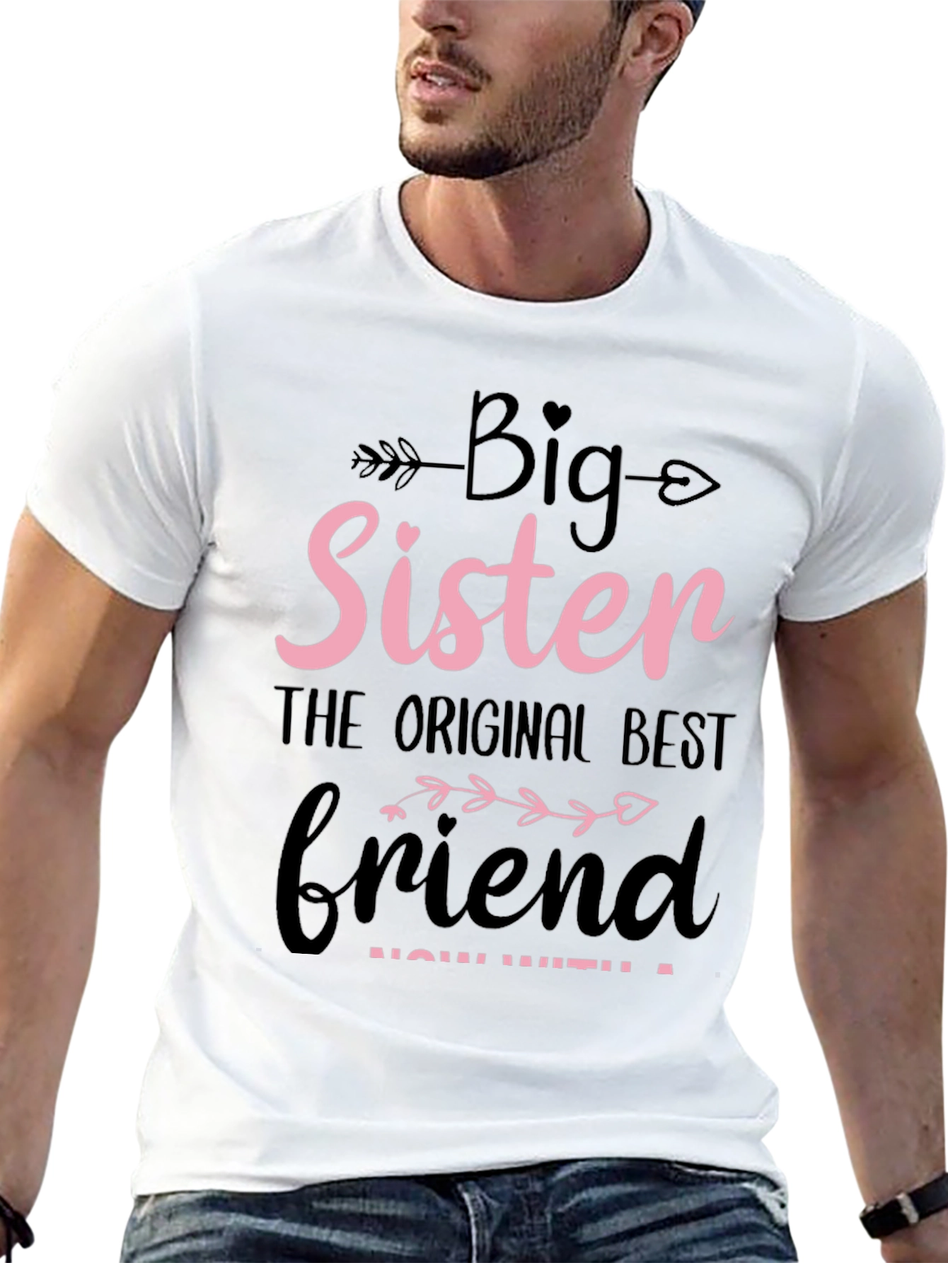 Black Big Sister Best Friend Graphic Tee view 13