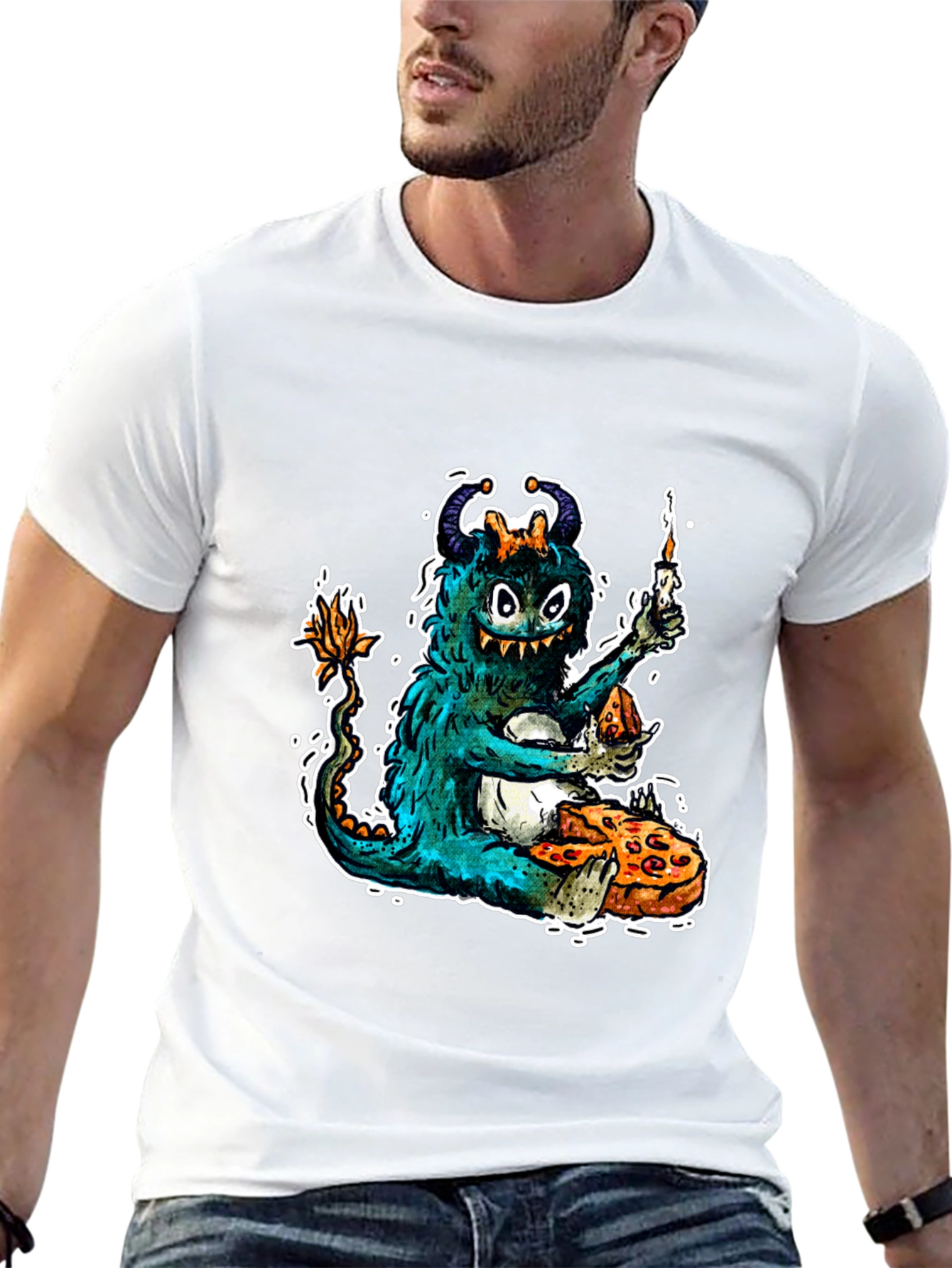 Black Monster Pizza Party Graphic T-Shirt view 13