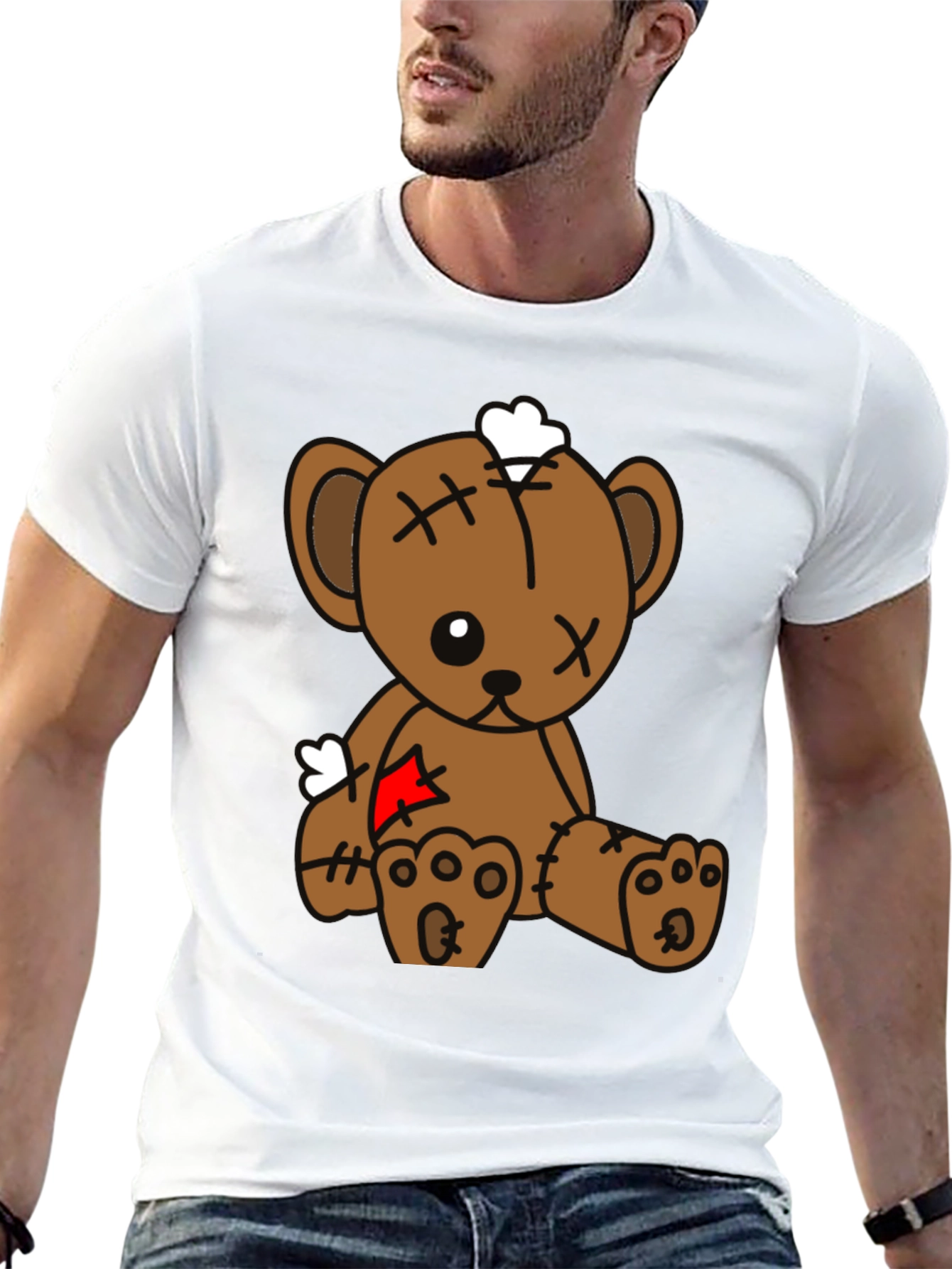 Black Teddy Bear Graphic Tee - Black Cotton Blend view 13
