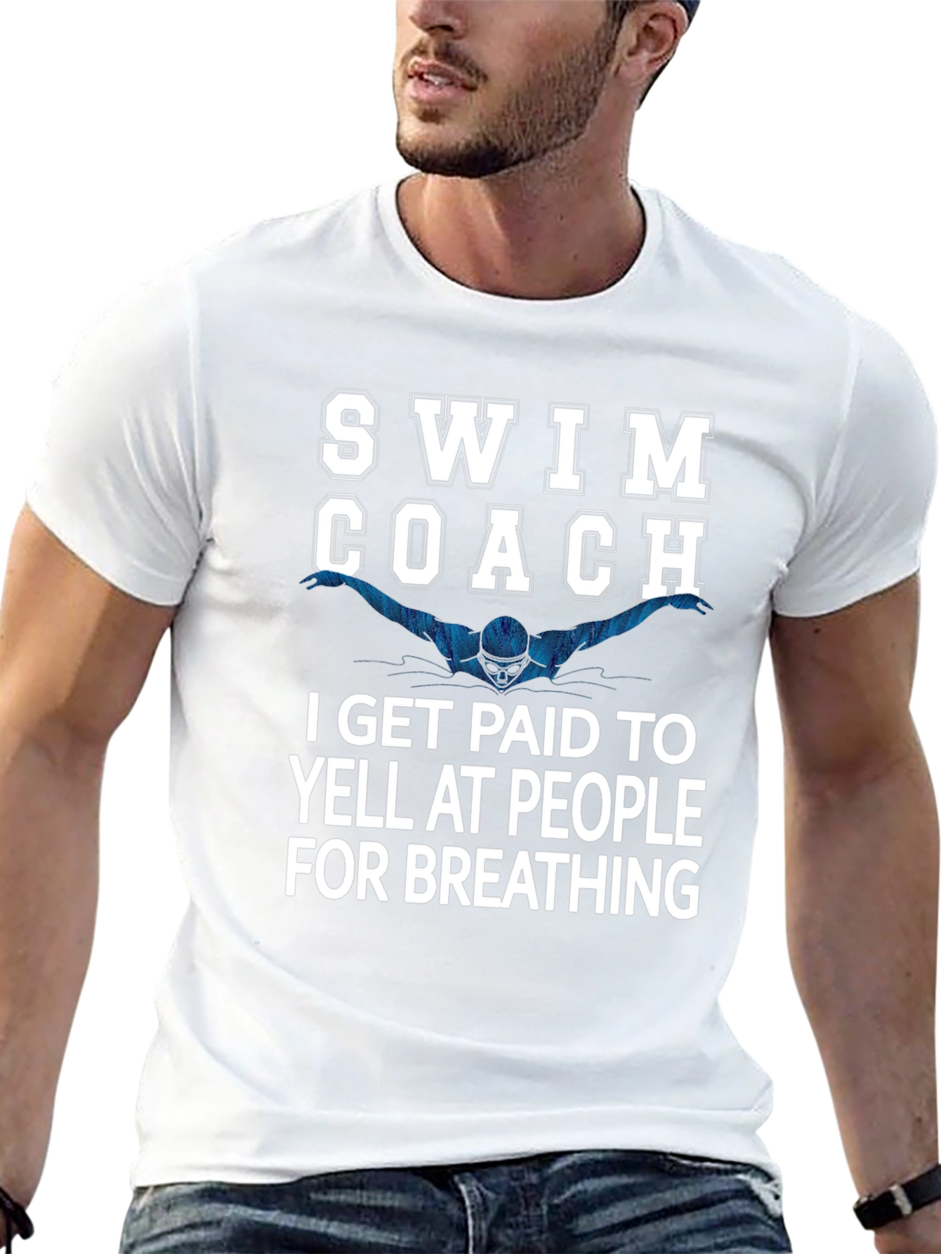 Black Swim Coach Yelling T-Shirt view 13