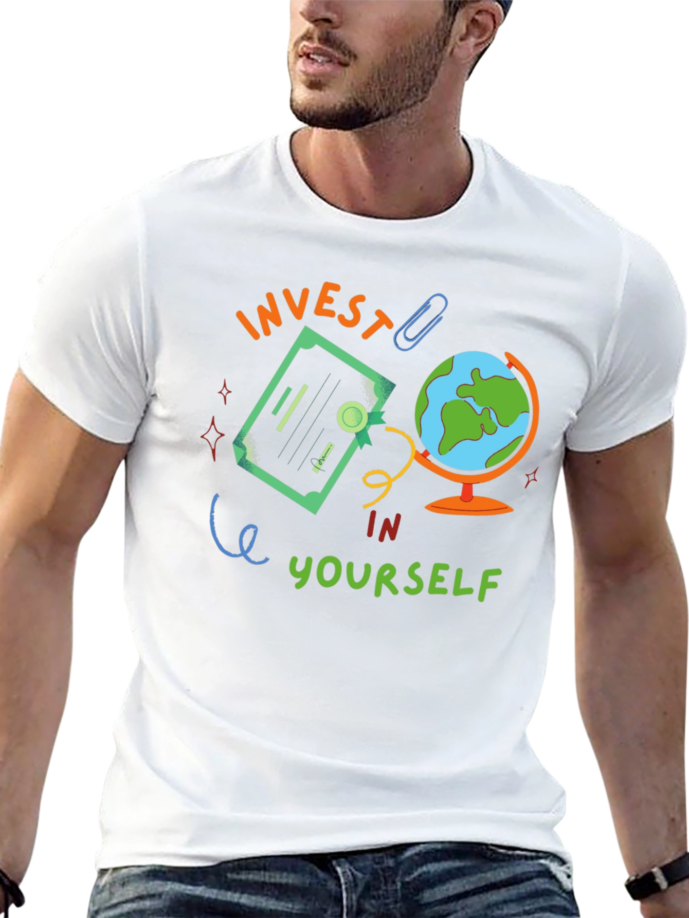 Black Invest In Yourself Graphic Tee - Motivational Black T-Shirt view 13
