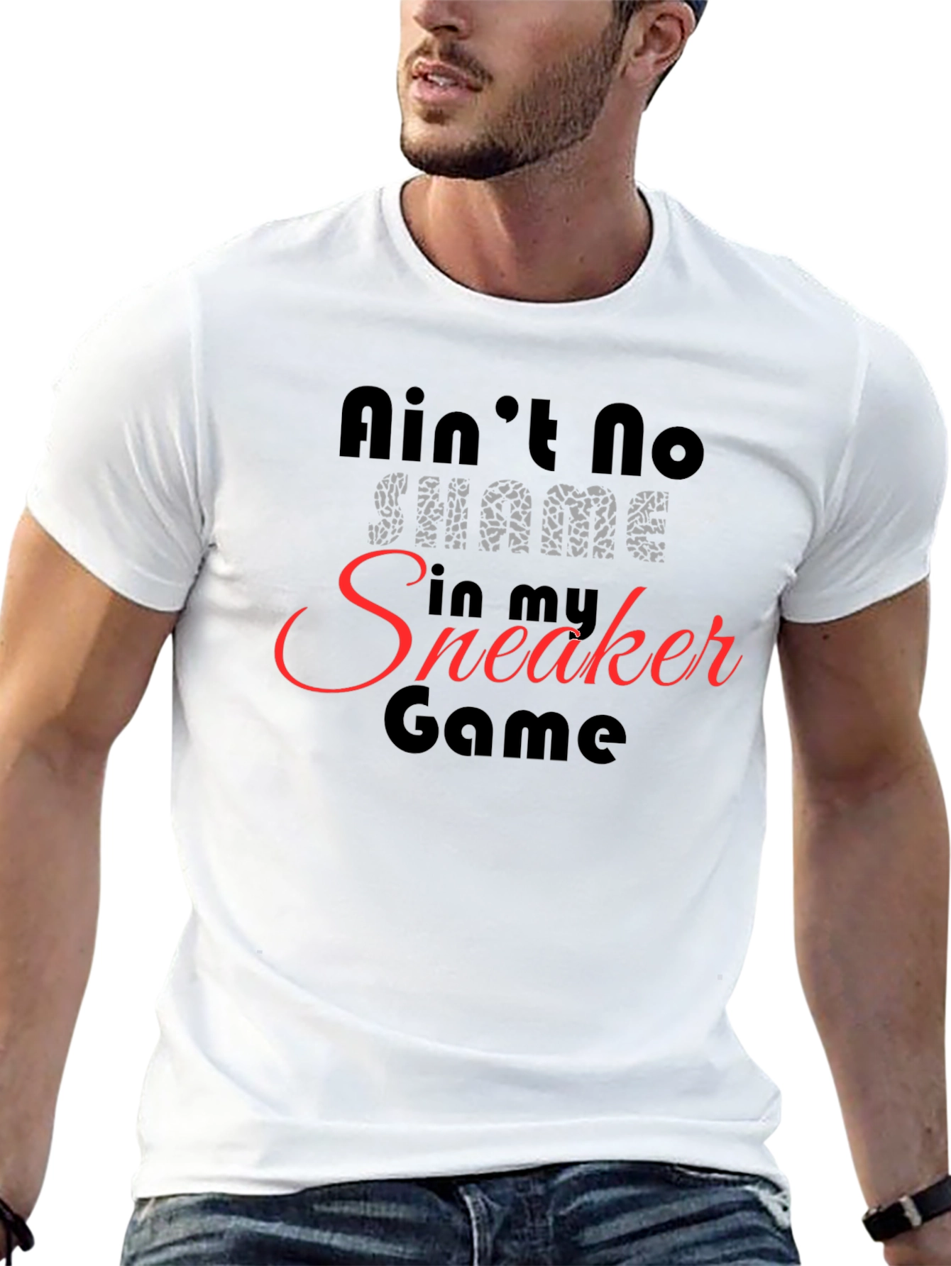 Black Ain't No Shame Sneaker Game T-Shirt view 13