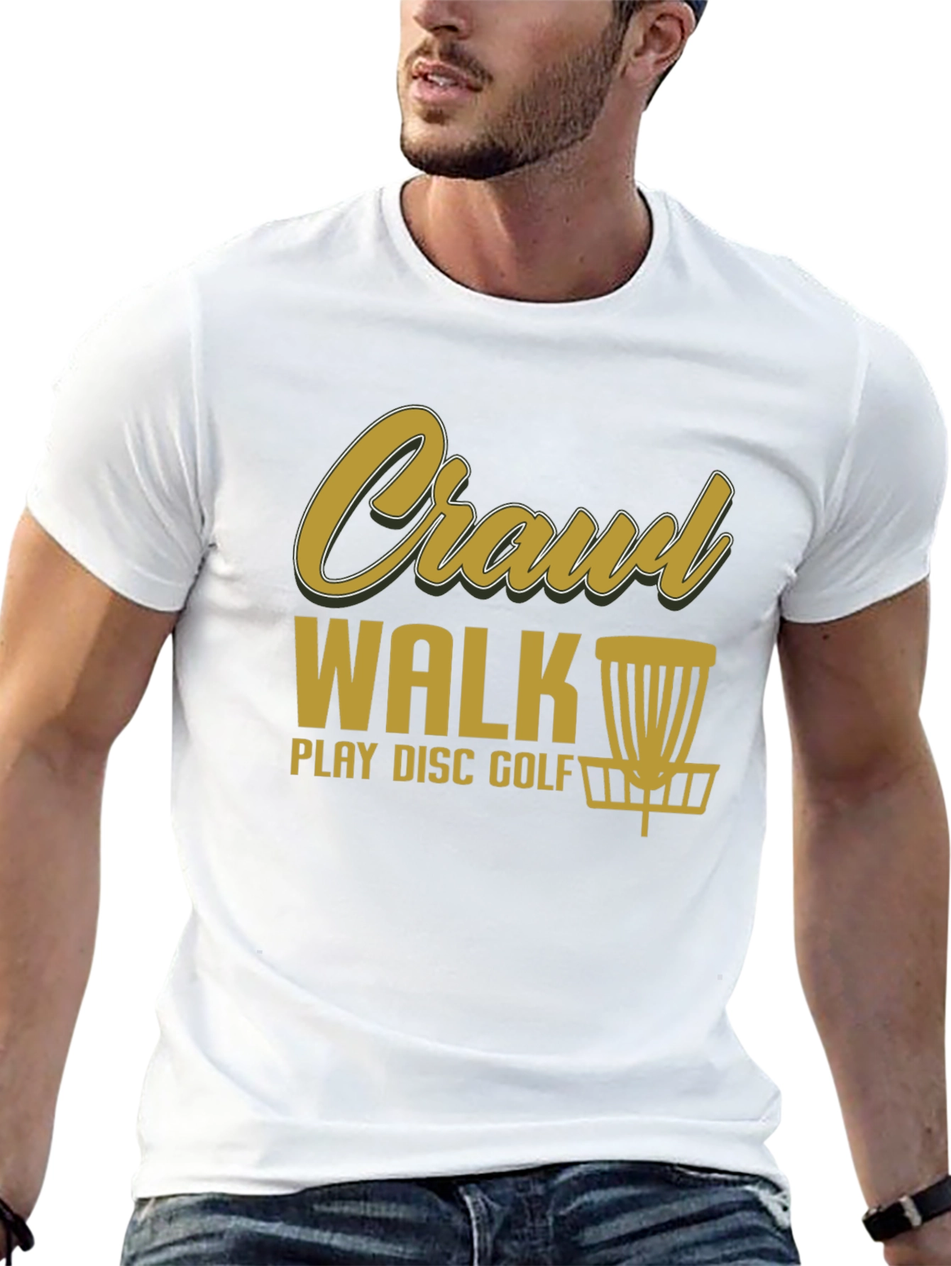 Black Crawl Walk Play Disc Golf T-Shirt view 13