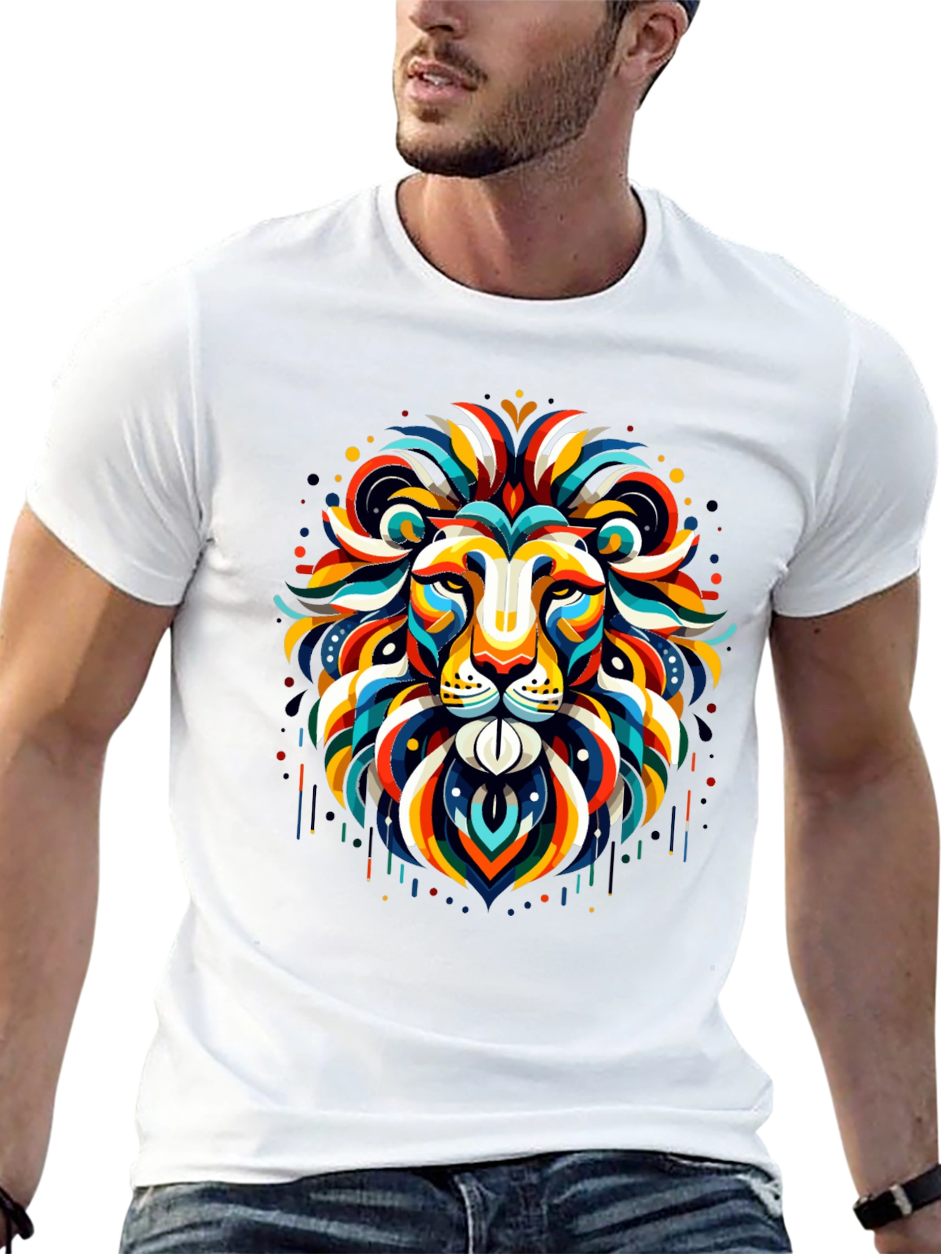 Black Vibrant Lion Graphic Tee - Bold Statement Shirt view 13