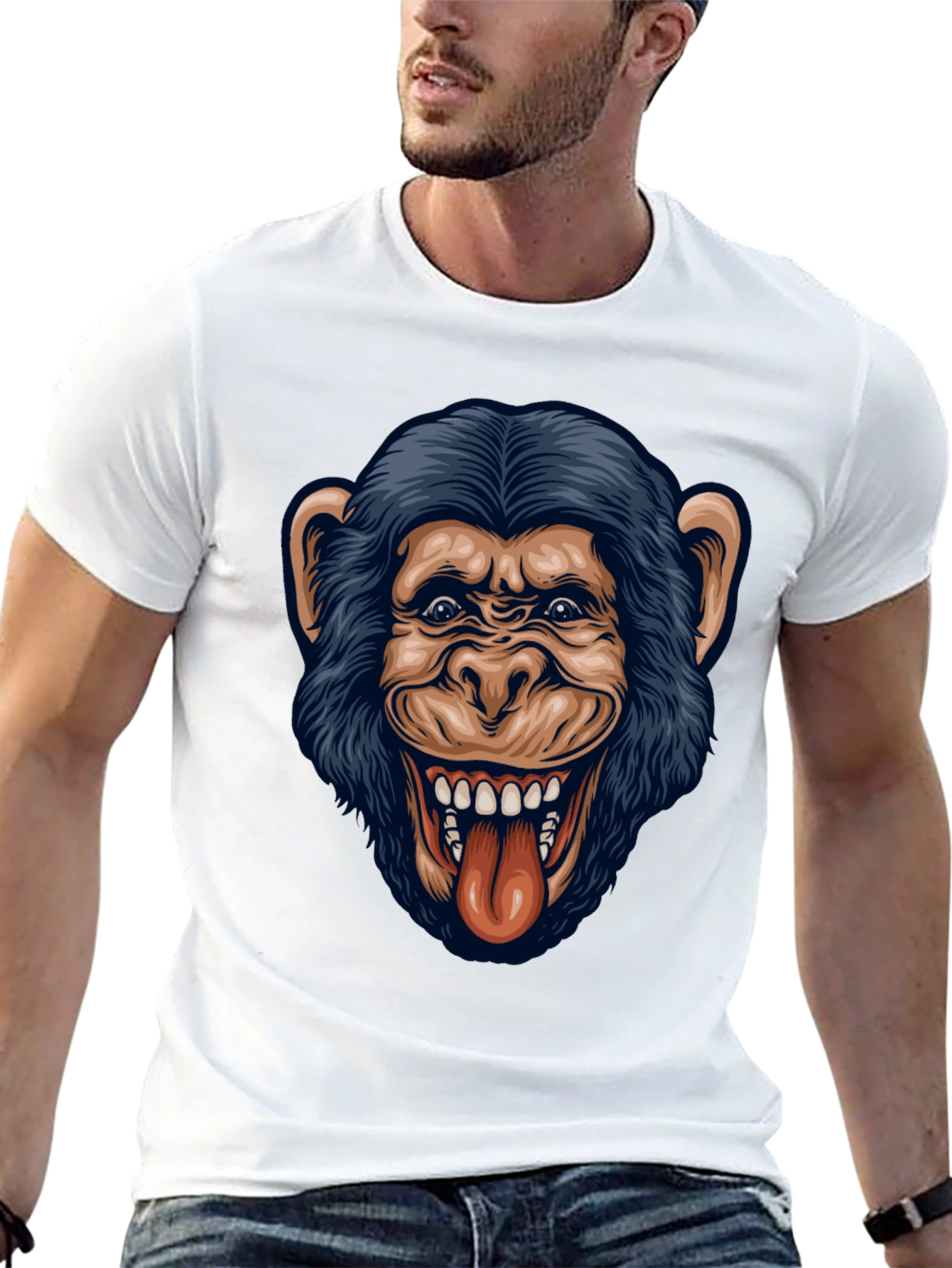 Funny Monkey Graphic Black T-Shirt - 13