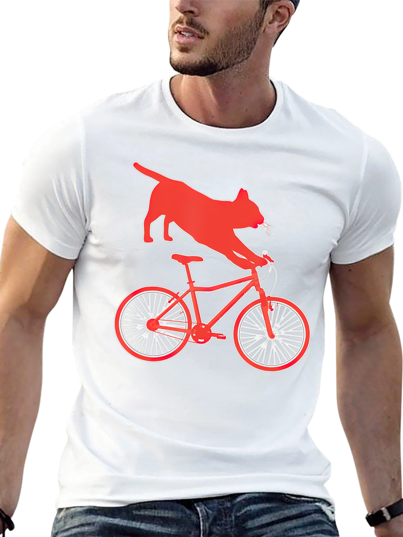 Black Cat Riding Bike Graphic T-Shirt view 13