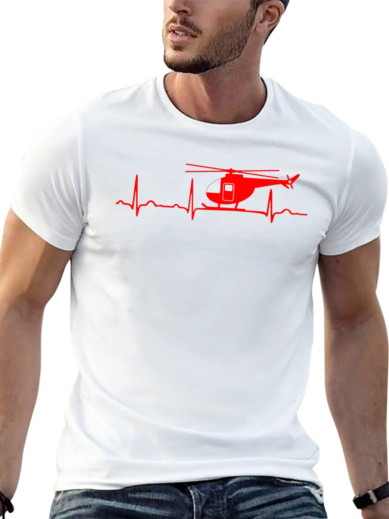Black Helicopter Heartbeat Graphic Tee - Black view 13