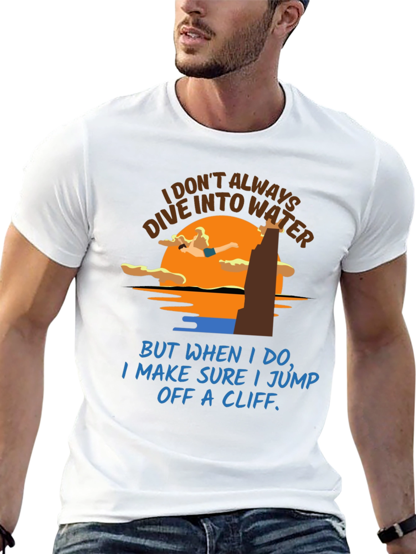 Black Cliff Diver T-Shirt: Humorous Water Sports Tee view 13