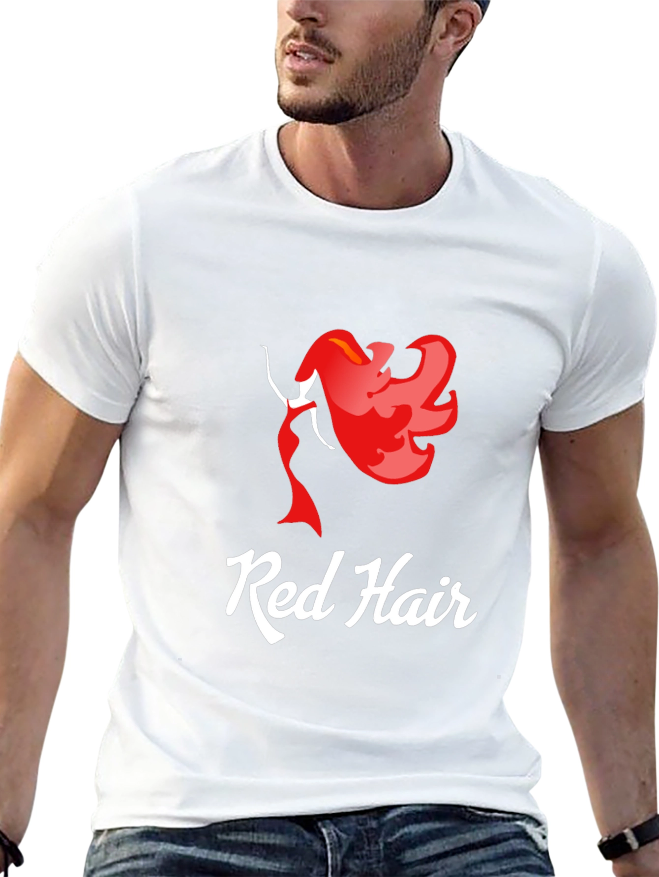 Black Red Hair Graphic T-Shirt - Unique Fashion Tee view 13