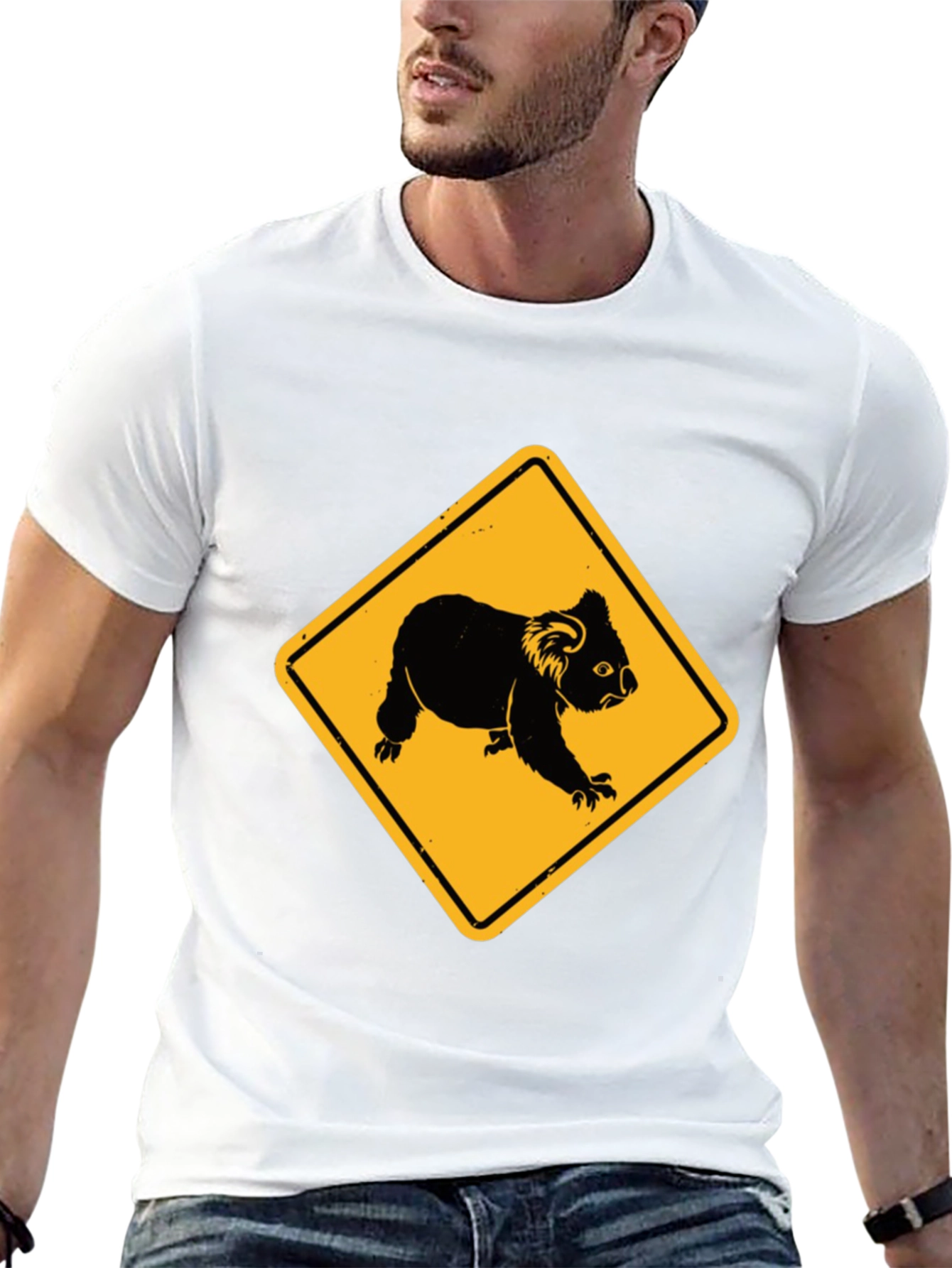 Black Koala Crossing Black T-Shirt view 13