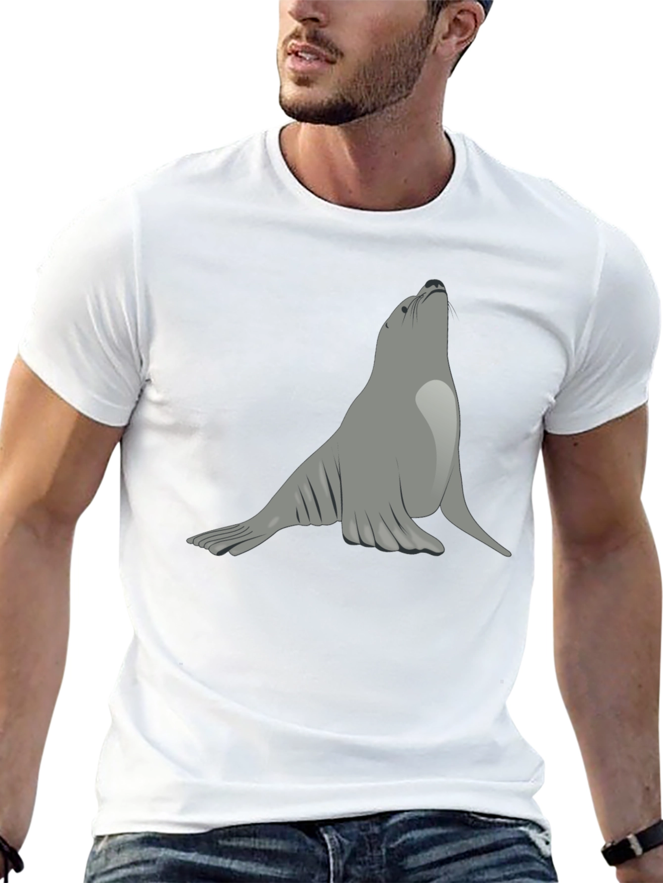 Black Seal Graphic Black T-Shirt - Unique Animal Tee view 13