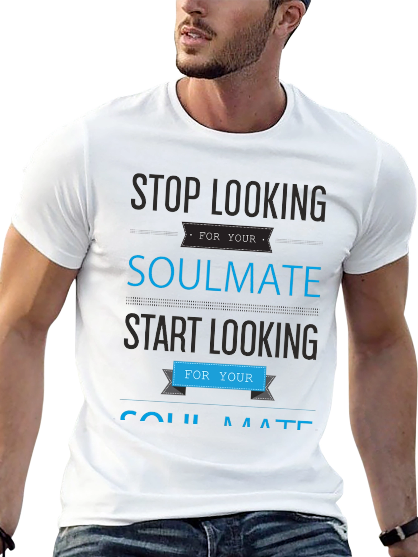 Black Soulmate Graphic T-Shirt - Stop Looking, Start Looking! view 13