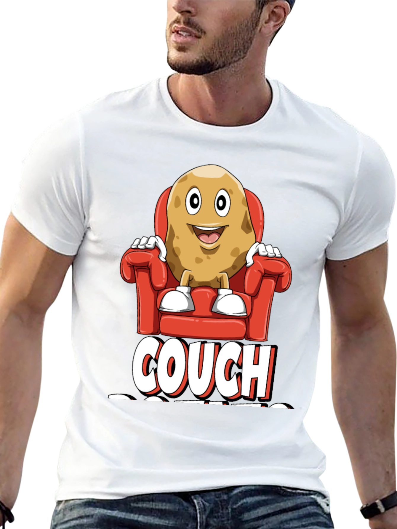 Black Couch Potato Graphic T-Shirt - Funny Relaxed Fit Tee view 13