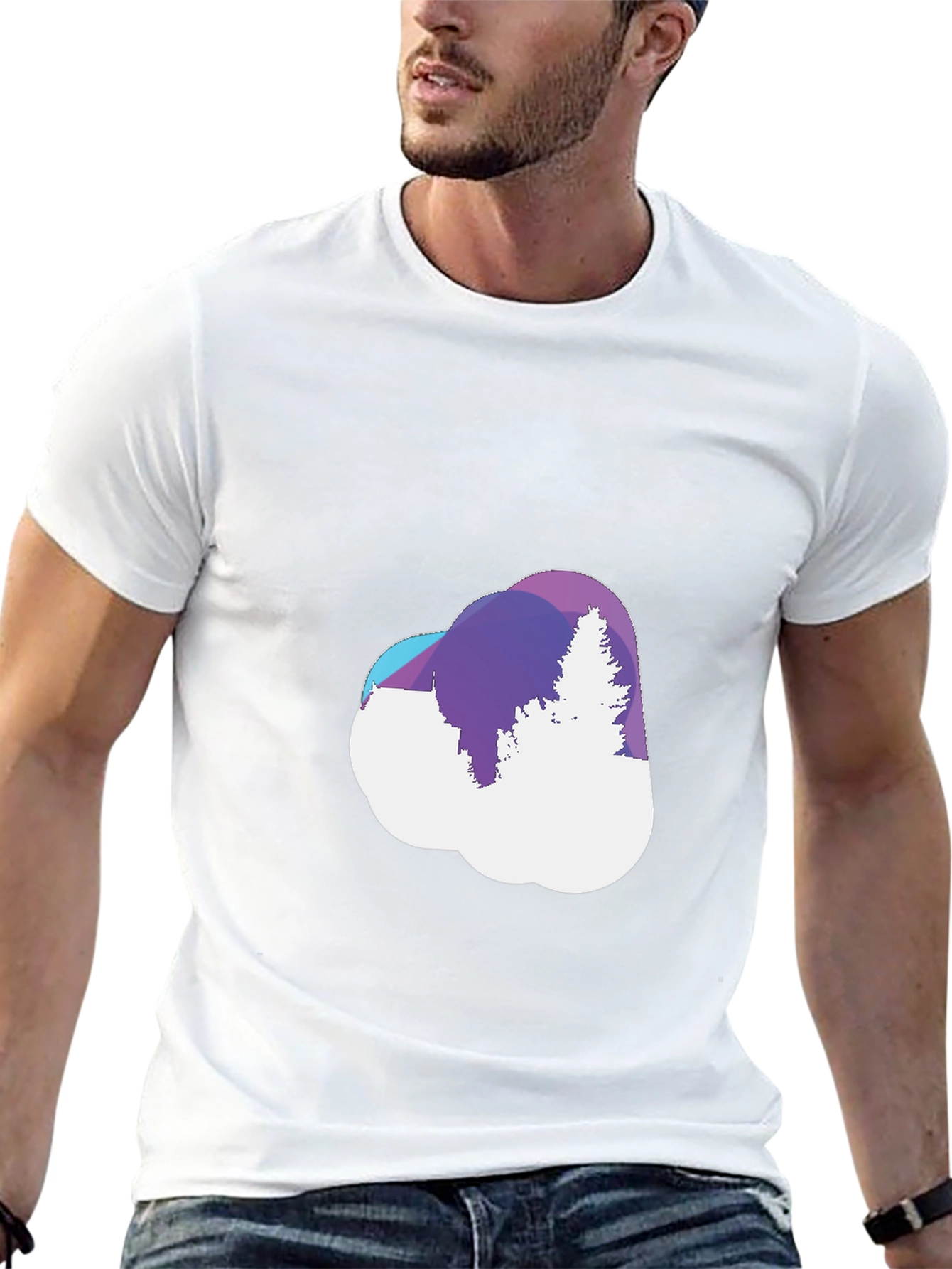 Black Abstract Forest Cloud Tee - Stylish Graphic T-Shirt view 13