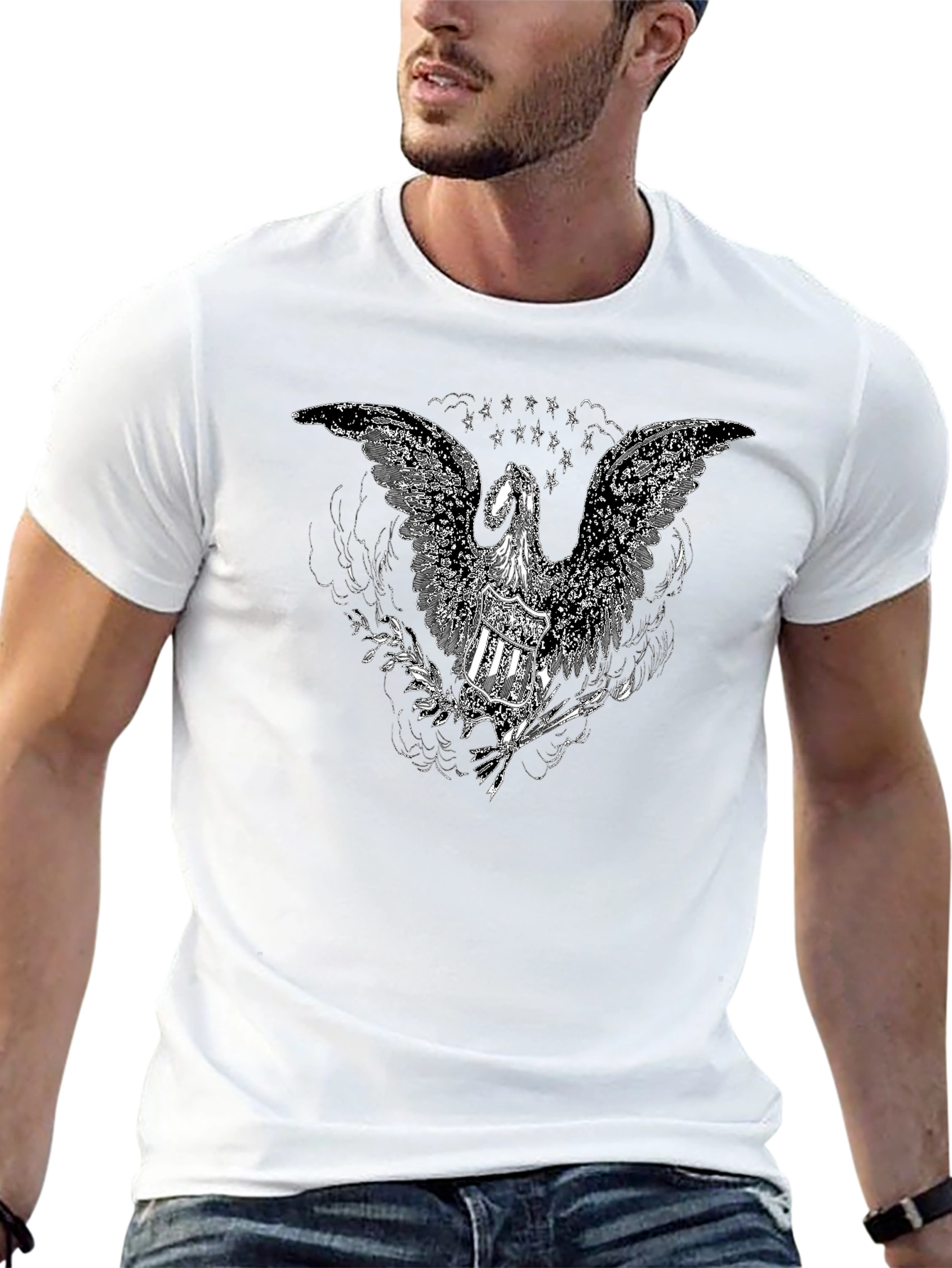 Black Black T-Shirt with Eagle Design view 13