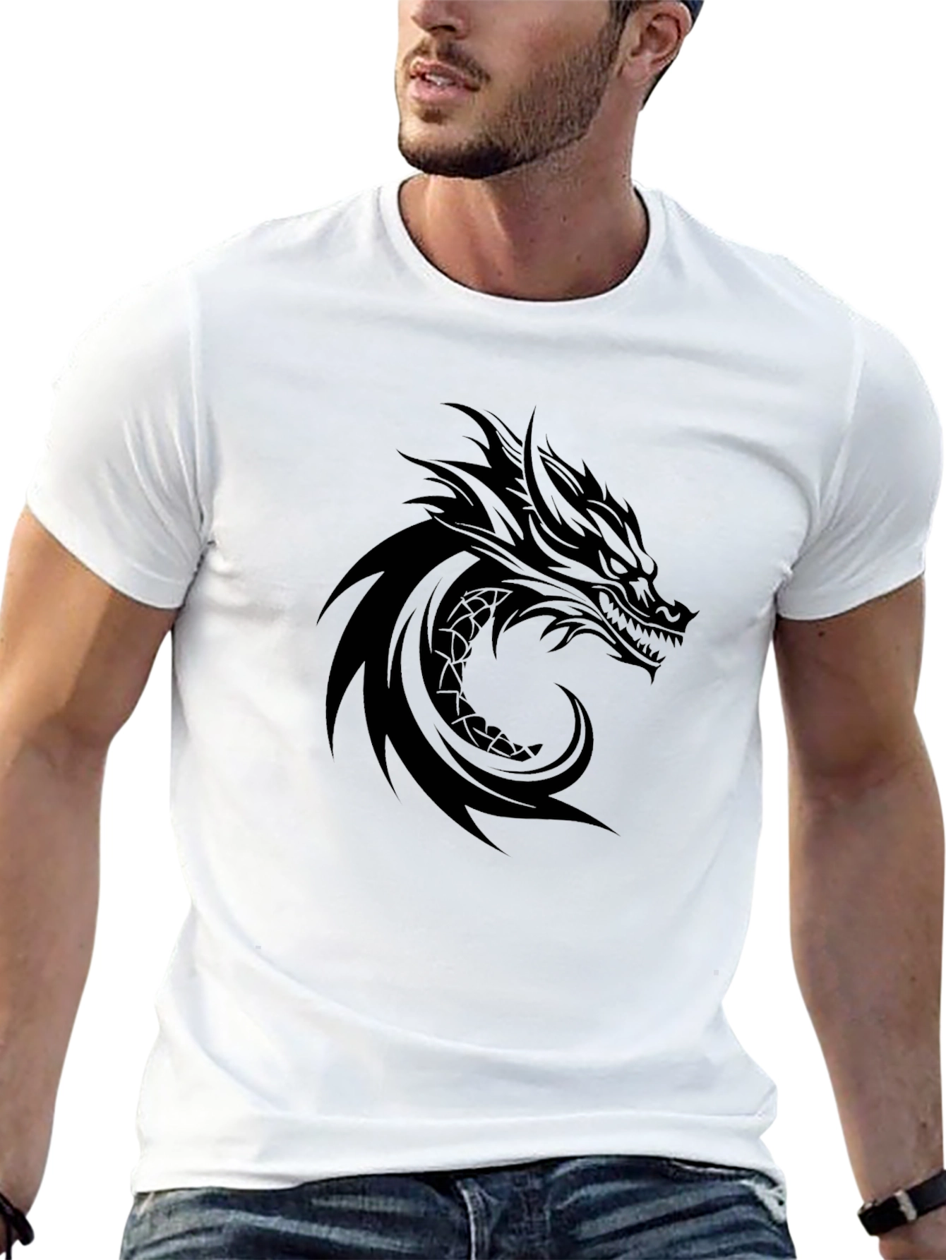 Black Dragon Graphic Tee - Men's Black Crew Neck T-Shirt view 13
