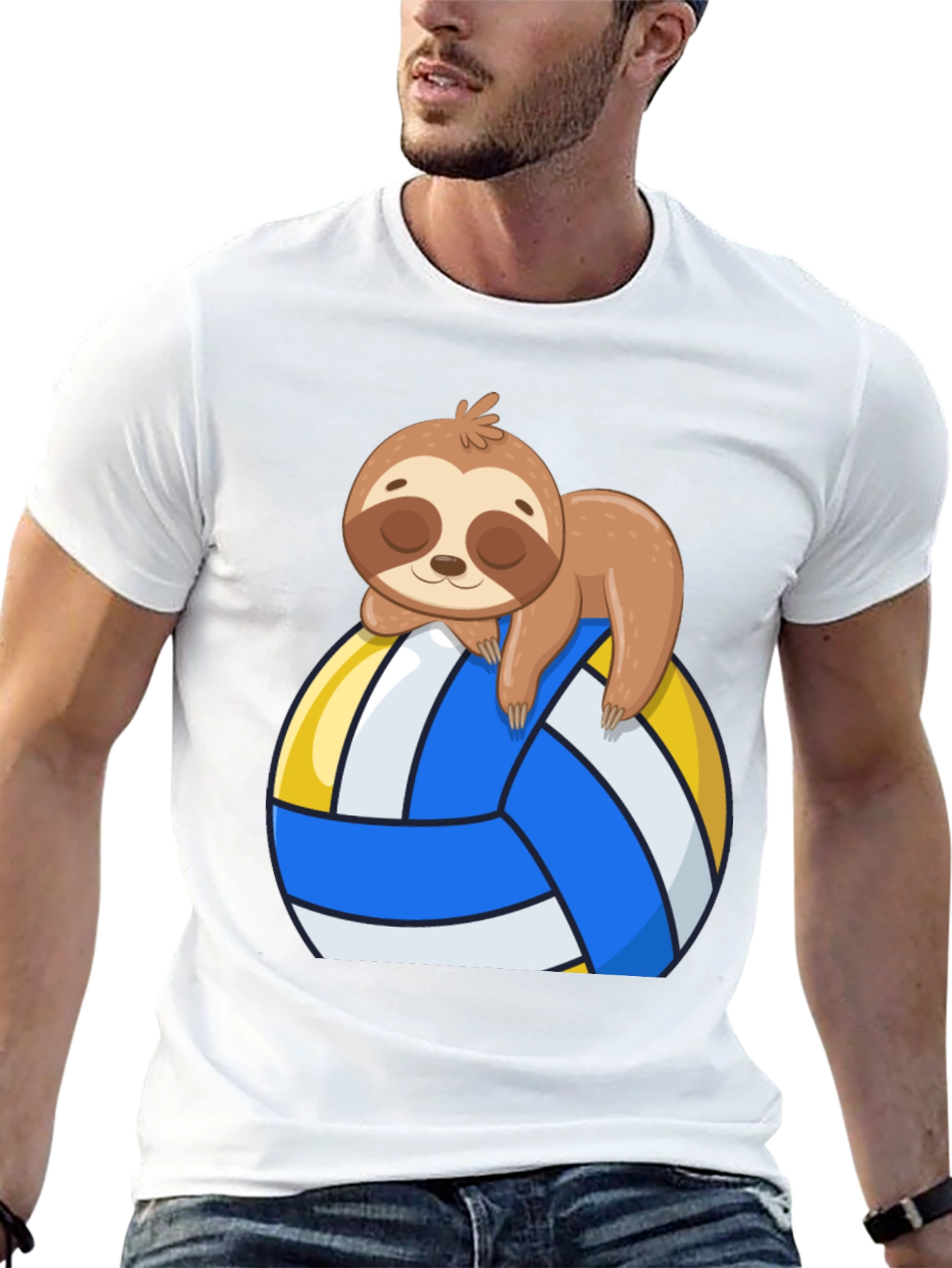Black Sloth Volleyball T-Shirt - Cute Cartoon Sloth Design view 13