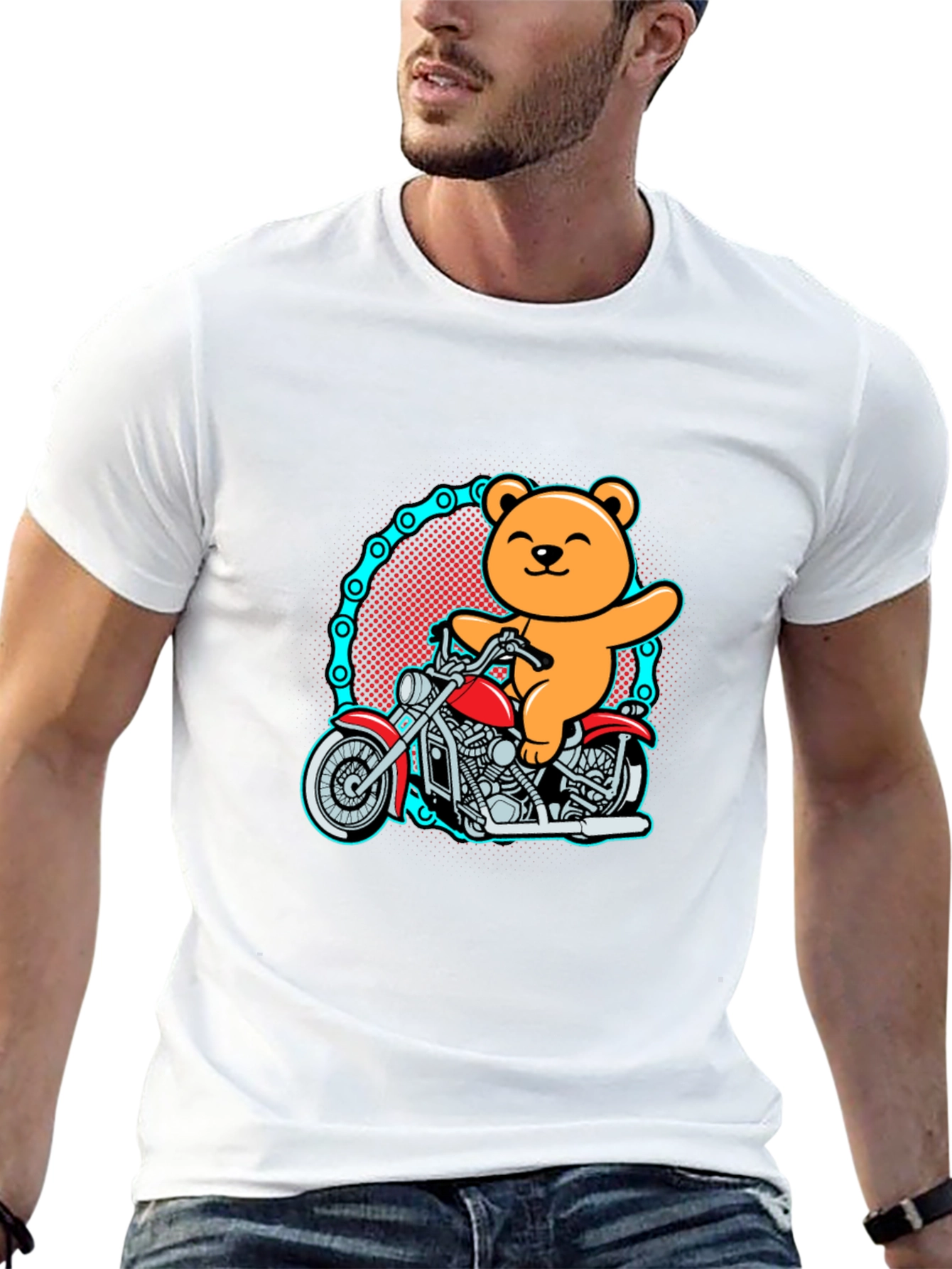 Black Bear on Motorcycle Graphic T-Shirt view 13