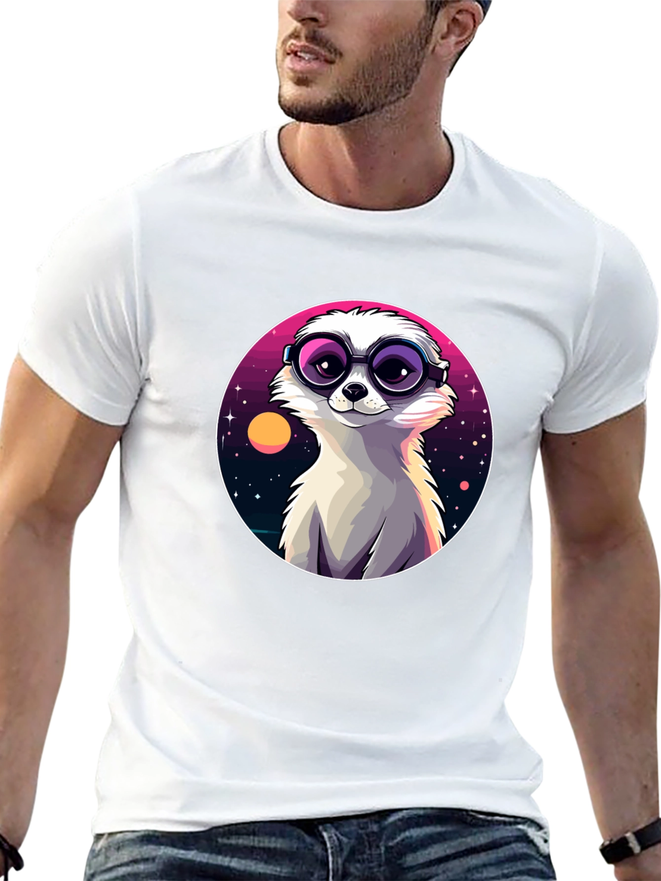 Cool Meerkat Tee - Retro Space Design - 13