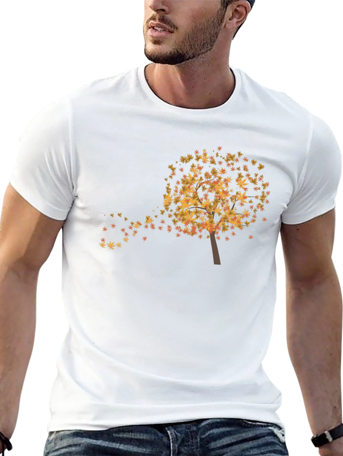 Black Fall Leaves Tree Graphic T-Shirt - Soft & Stylish view 13