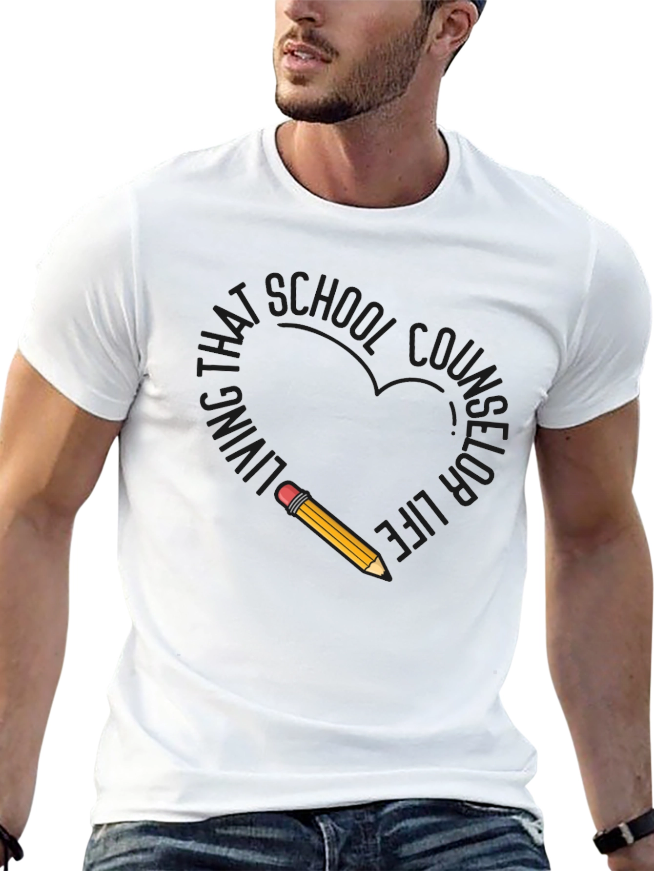 School Counselor T-Shirt with Pencil Design - 13