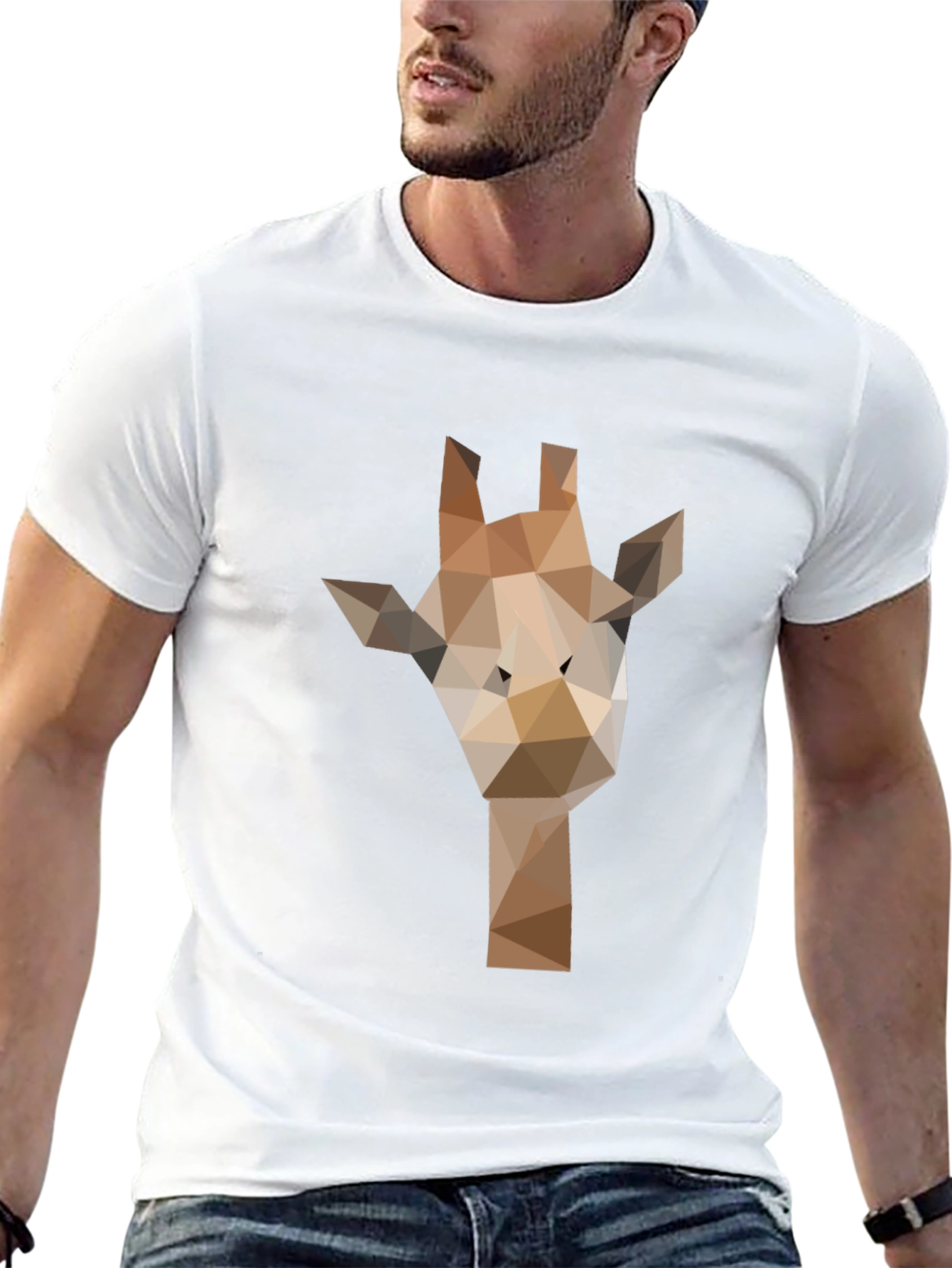 Black Geometric Giraffe Graphic Tee - Modern Black T-Shirt view 13
