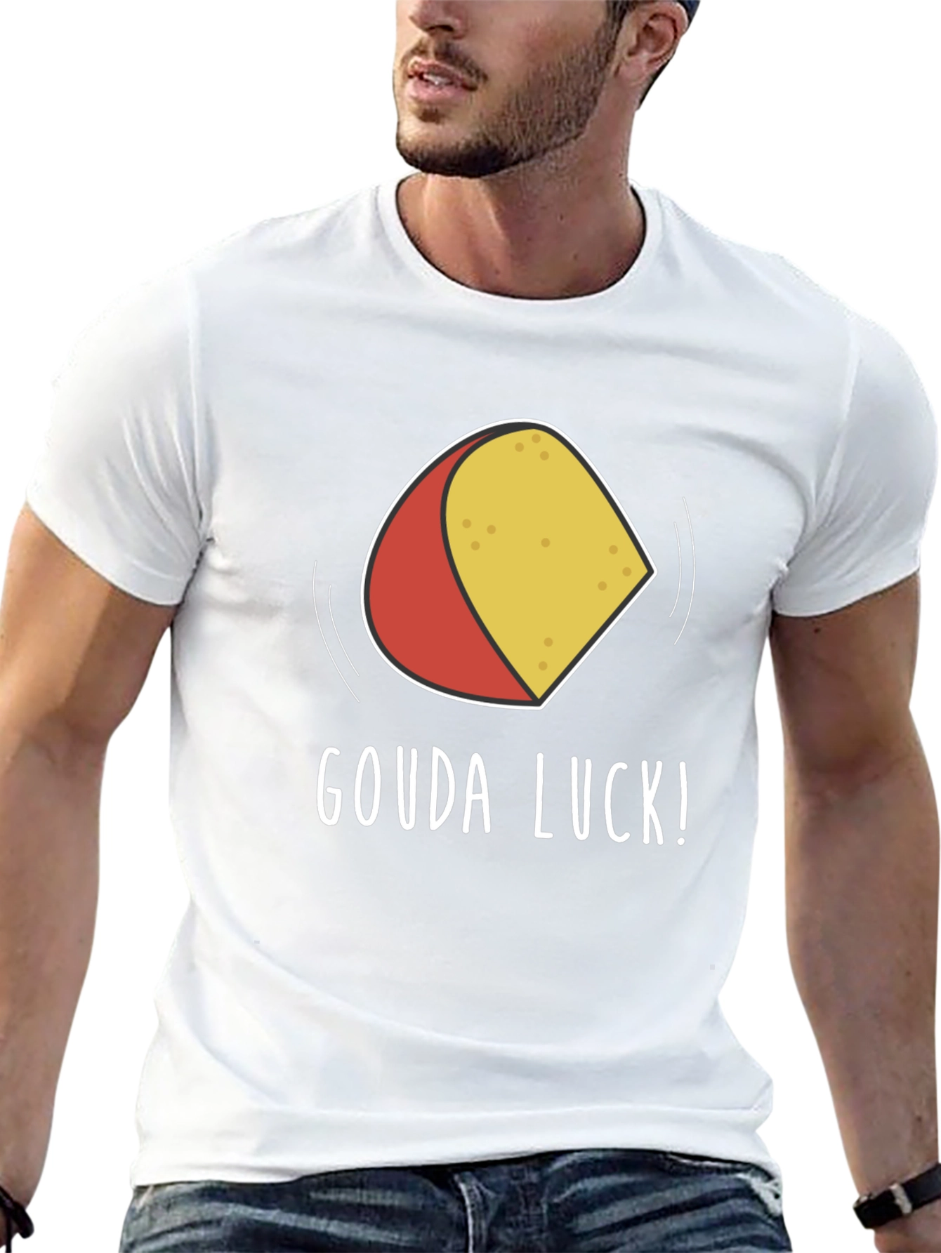 Black Gouda Luck Graphic T-Shirt - Funny Cheese Pun Tee view 13