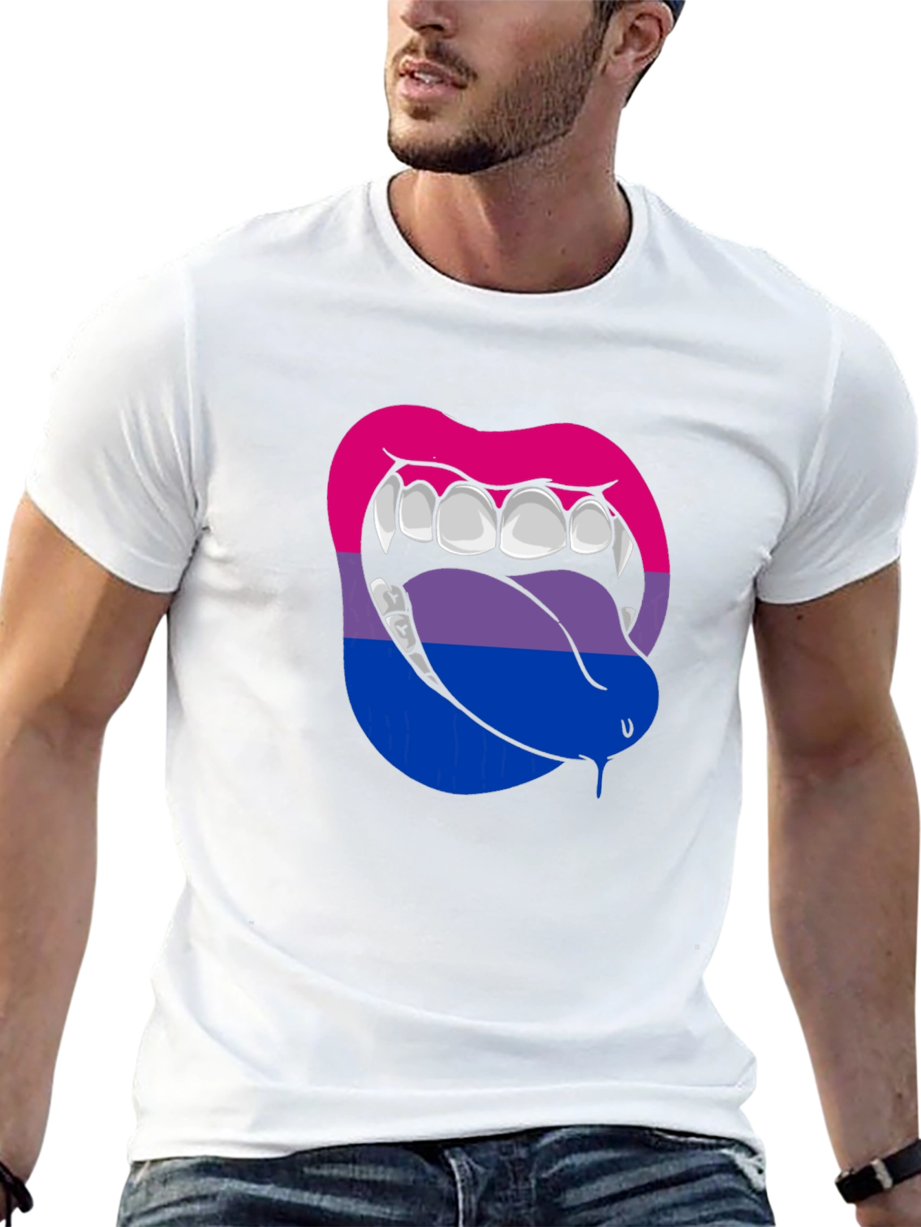 Black Bisexual Pride Vampire Lips Graphic Tee view 13