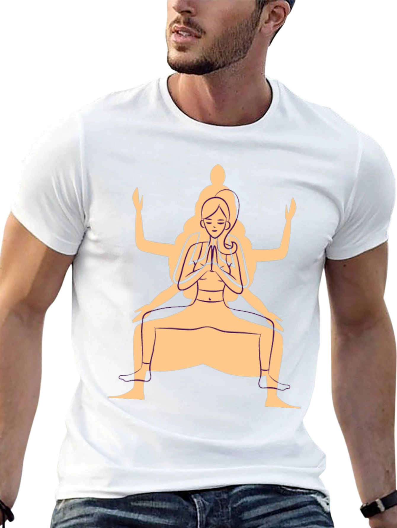 Black Yoga Pose Graphic T-Shirt - Black Cotton Blend view 13