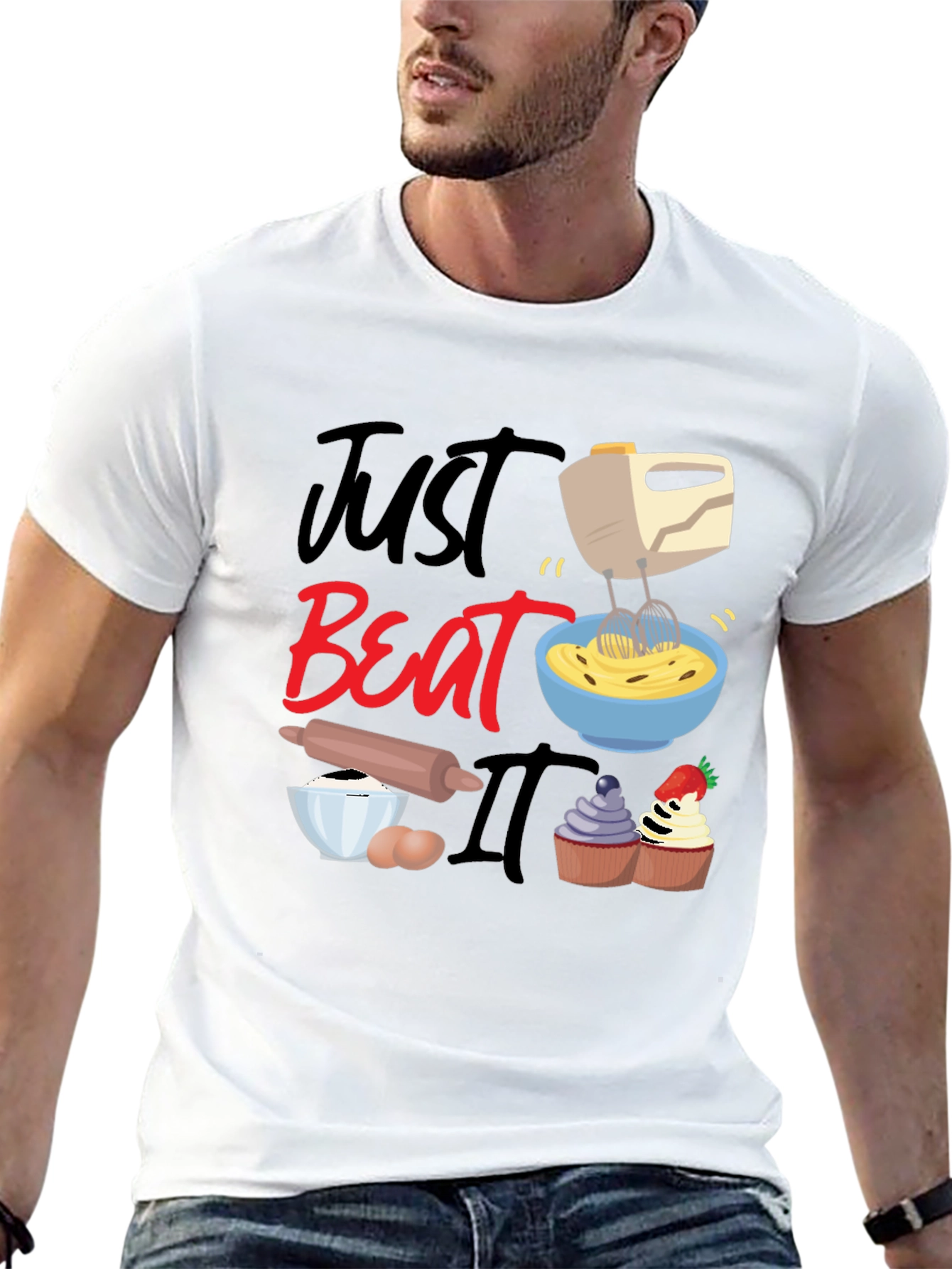 Black Just Beat It Funny Baking T-Shirt view 13