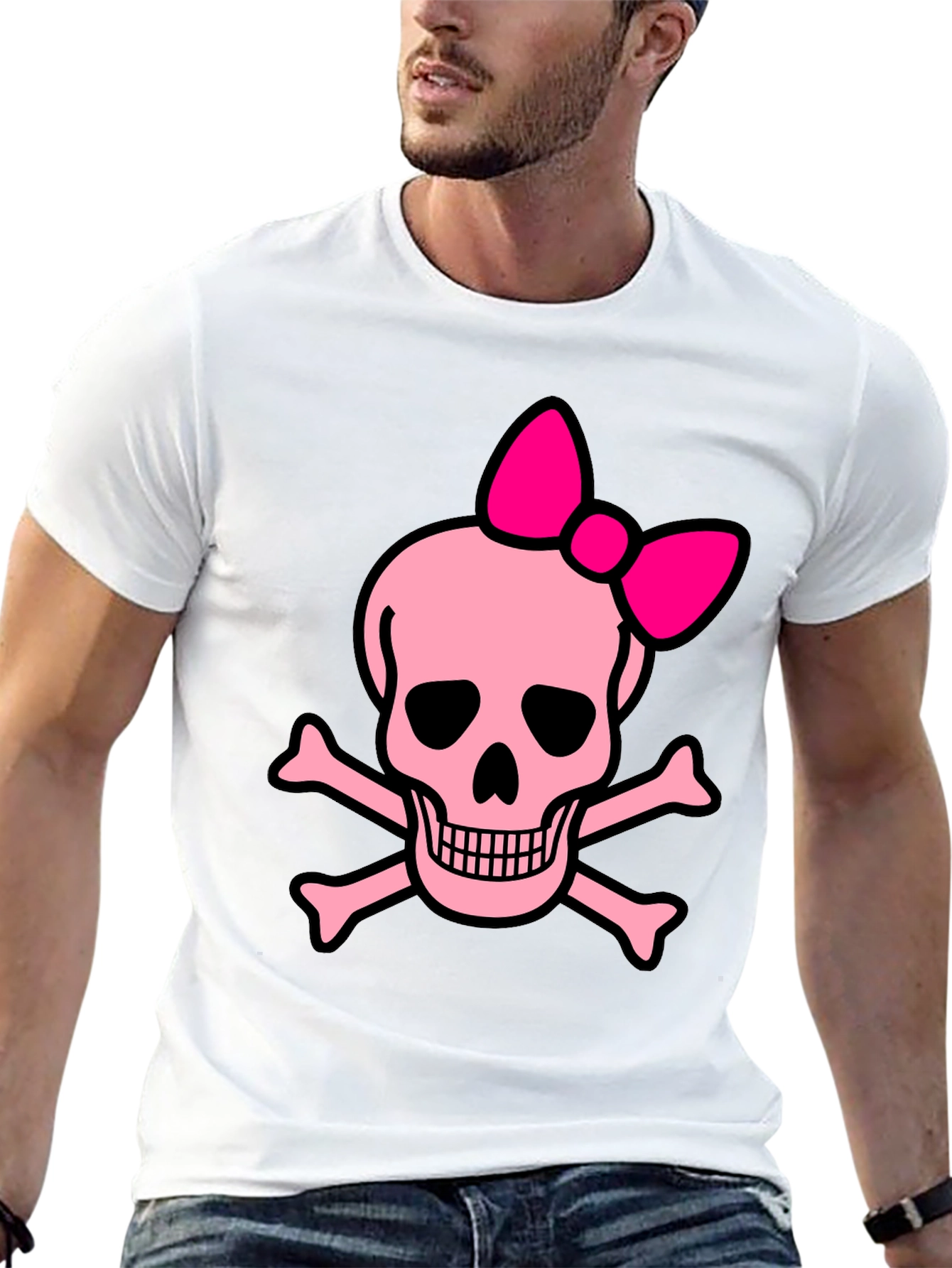 Black Pink Skull & Crossbones Bow T-Shirt view 13