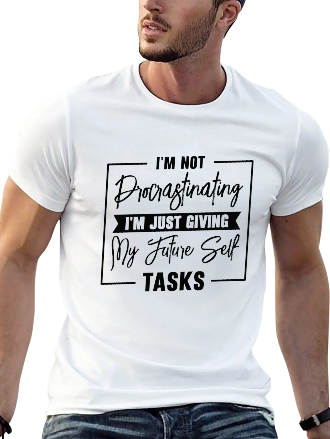 Black Funny Procrastination T-Shirt: Giving Future Self Tasks view 13