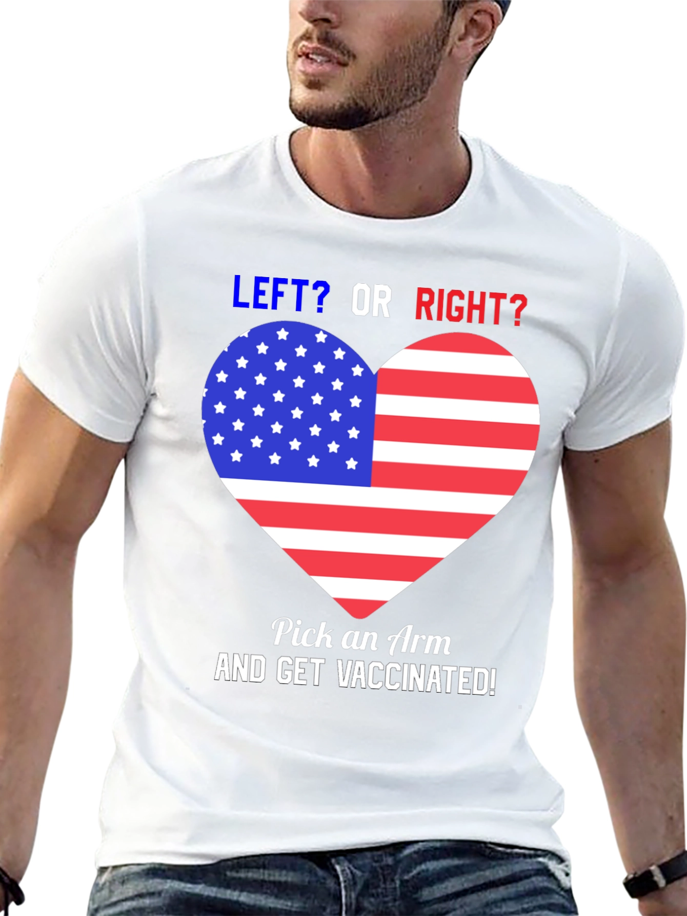 Black Patriotic Vaccination T-Shirt - Left or Right, Get Vaccinated! view 13