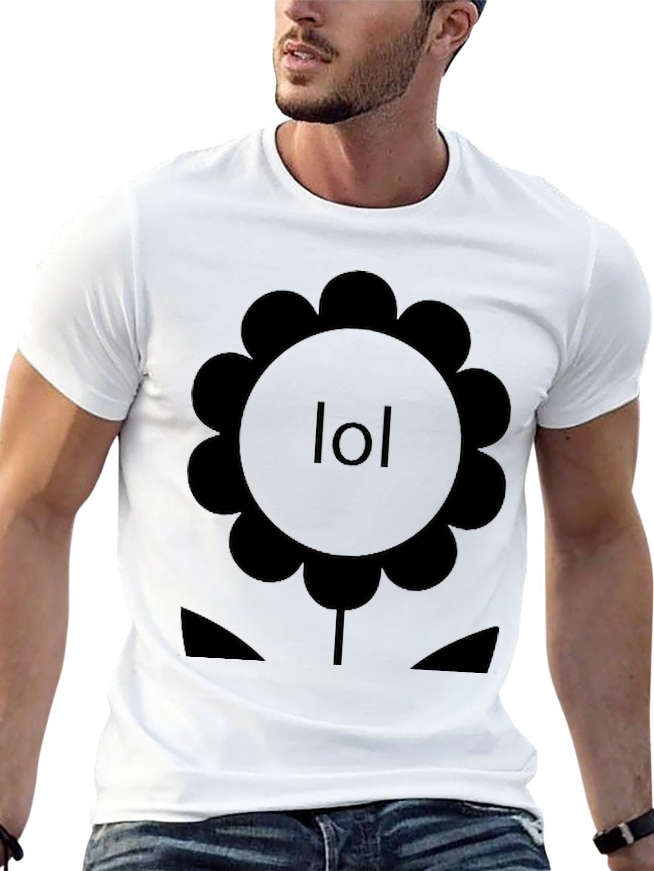 Black LOL Flower Graphic Tee - Black Cotton T-Shirt view 13