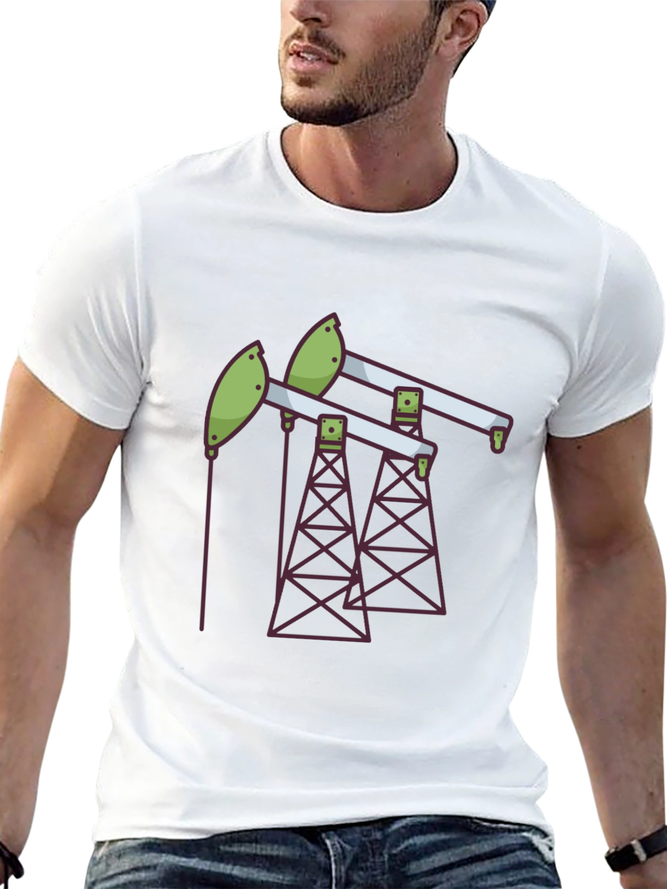 Black Black Oil Rig T-Shirt - Modern Graphic Tee view 13