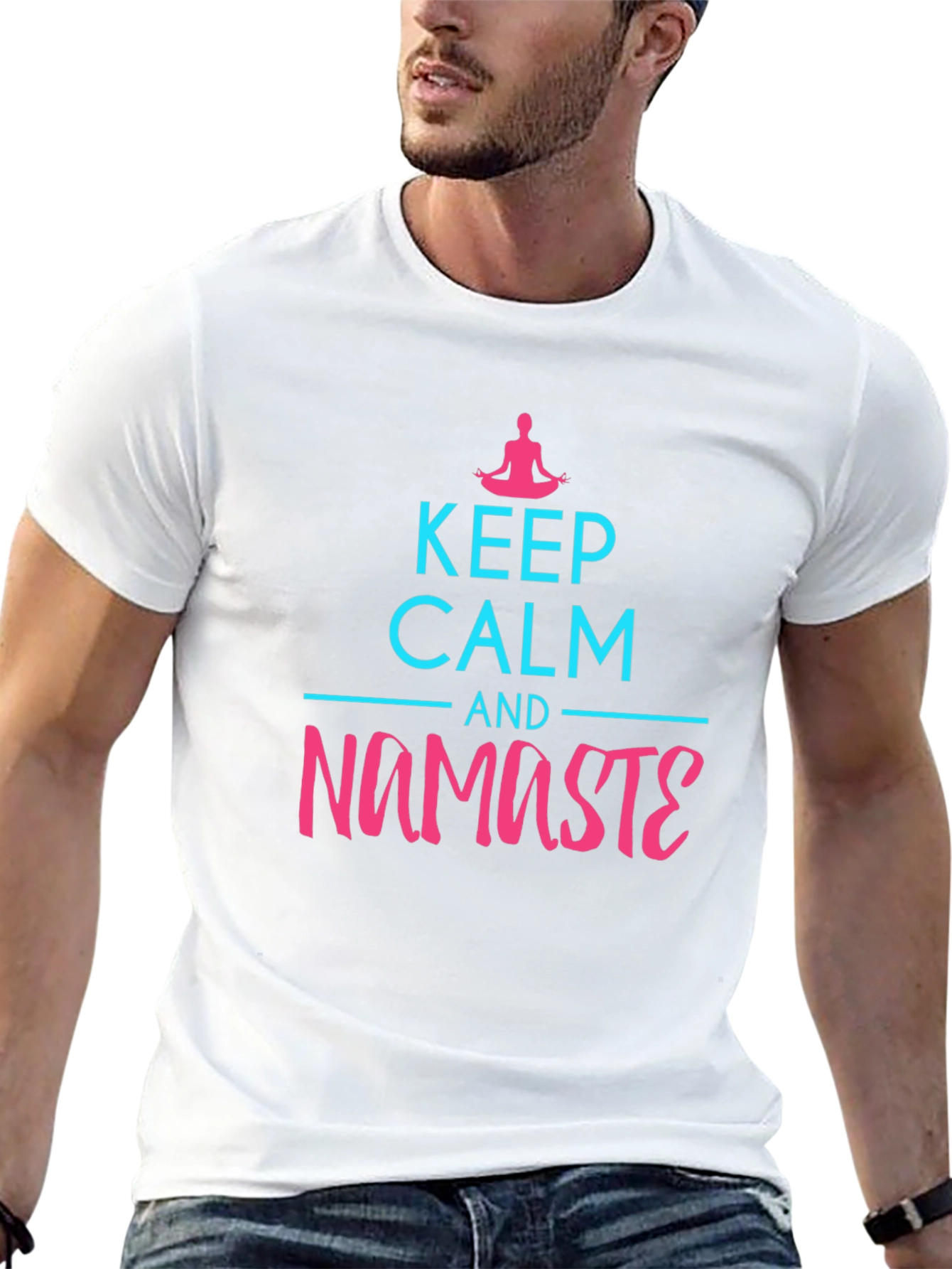 Black Keep Calm and Namaste Graphic Tee view 13