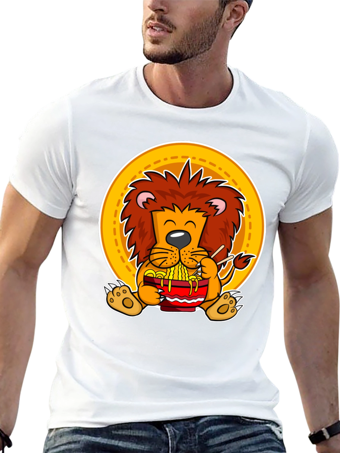 Black Lion Ramen T-Shirt: Cute Animal Graphic Tee for Noodle Lovers view 13