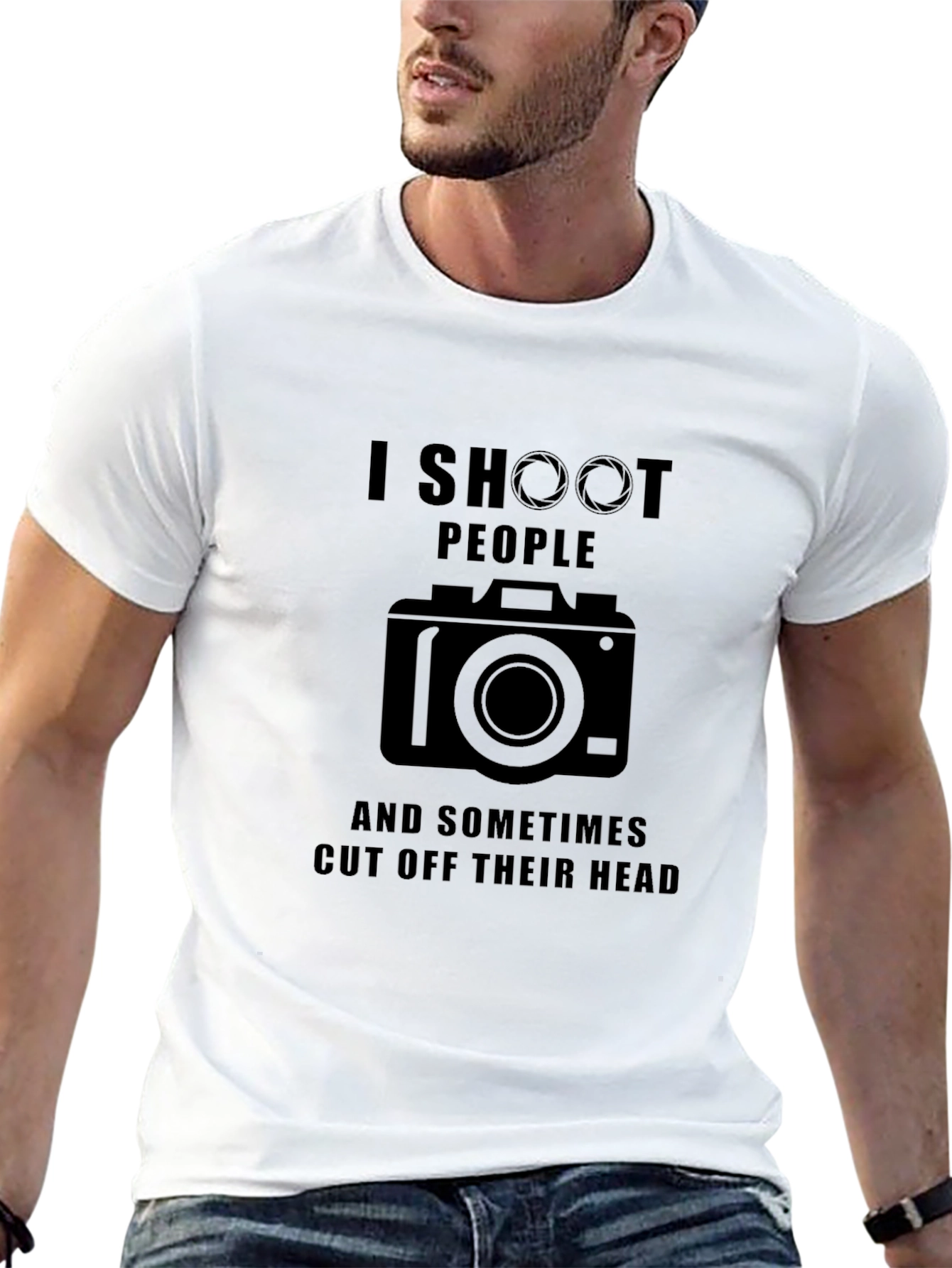 Black Funny Photographer T-Shirt - I Shoot People view 13