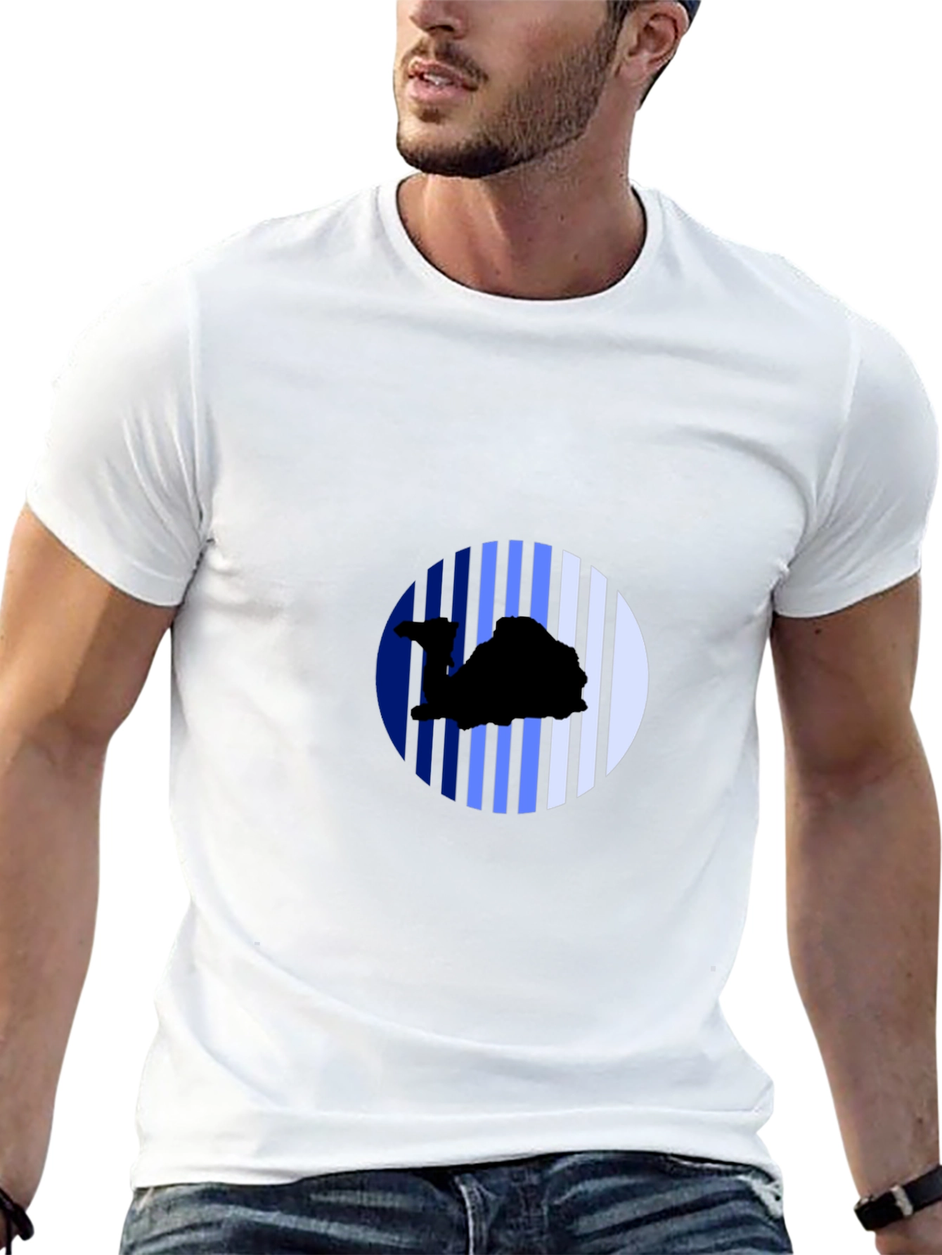 Camel Silhouette Striped Circle Black Tee - 13