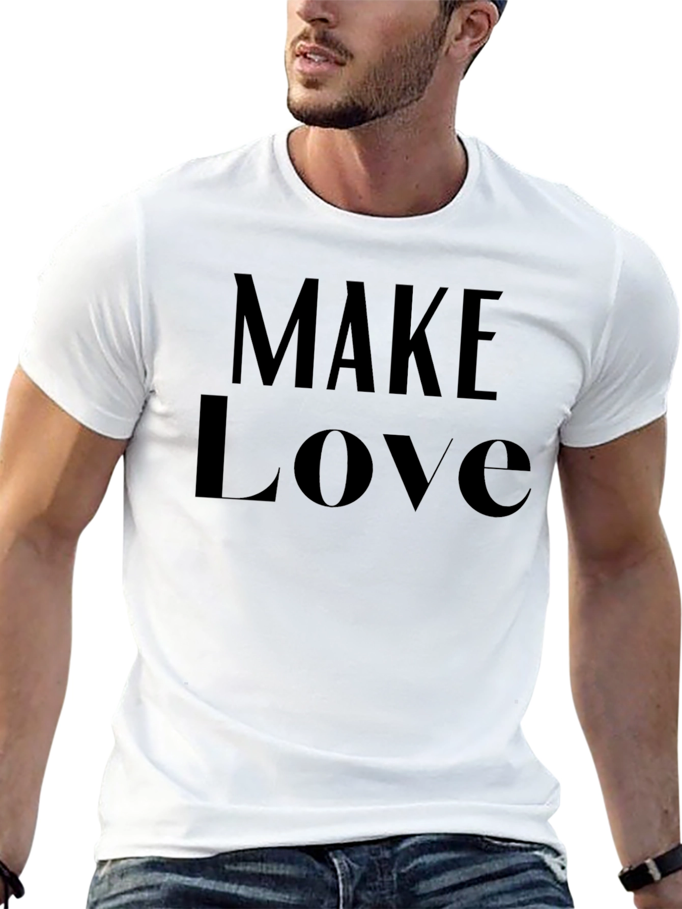 Black Make Love Graphic Tee - Soft Cotton Crew Neck view 13