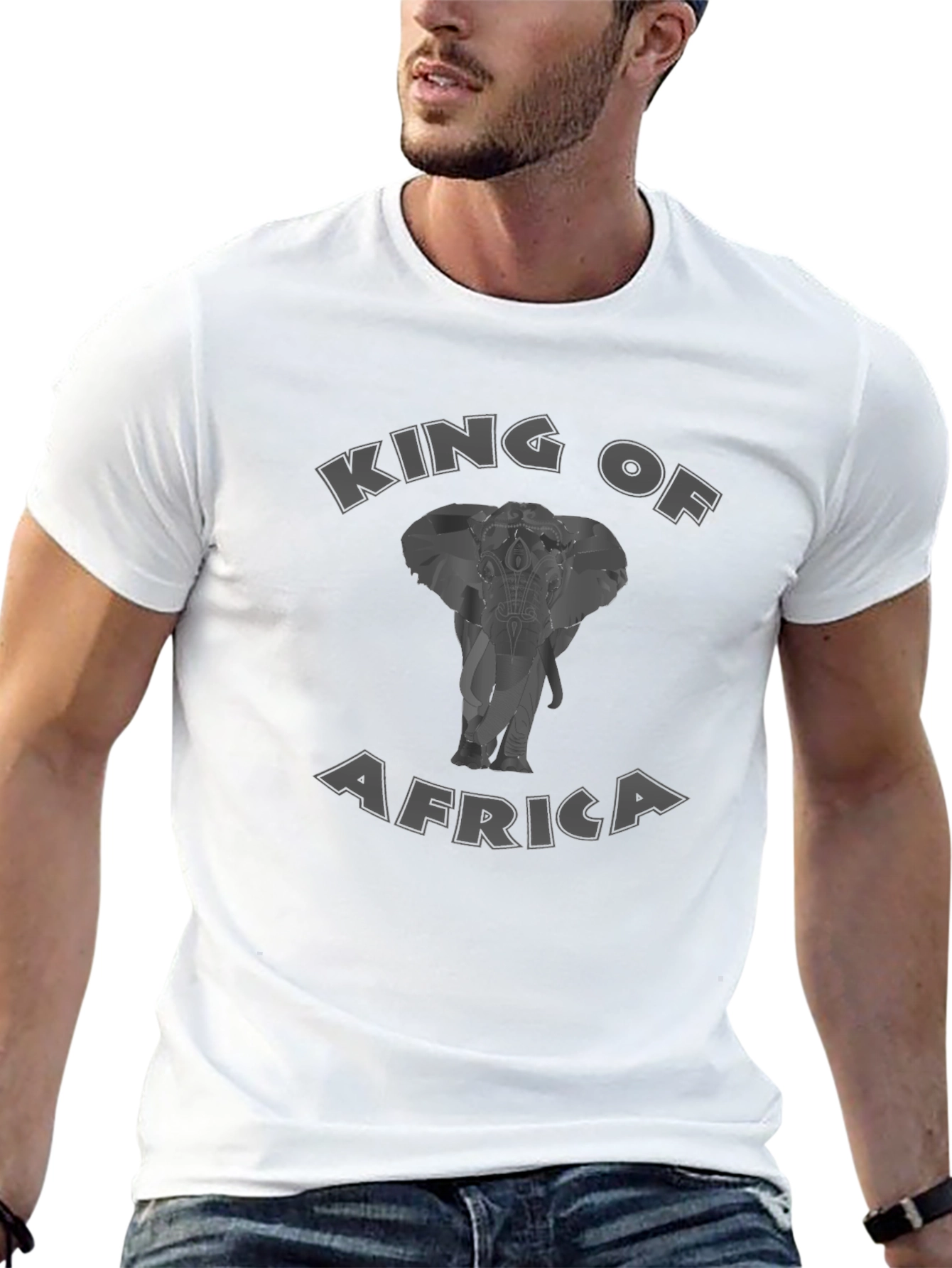 Black King of Africa Elephant Graphic Tee view 13