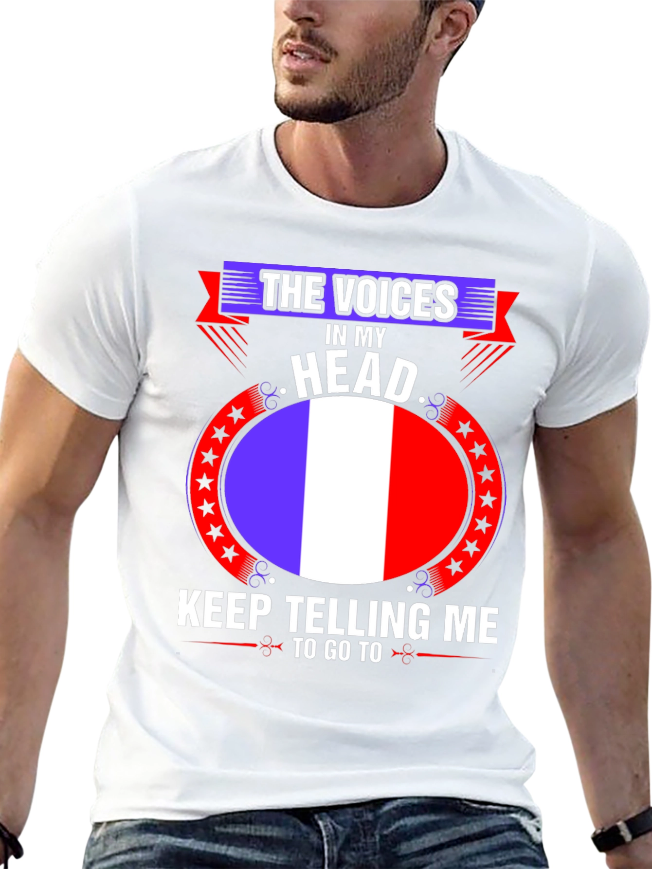 Black France Flag Voices in My Head T-Shirt view 13