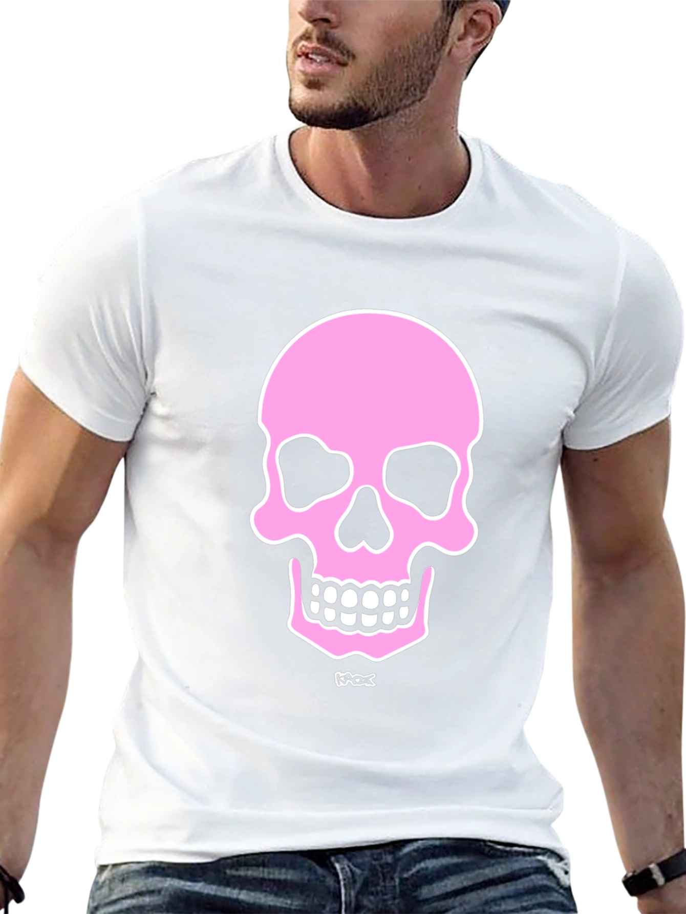 Black Pink Skull Graphic Black T-Shirt view 13
