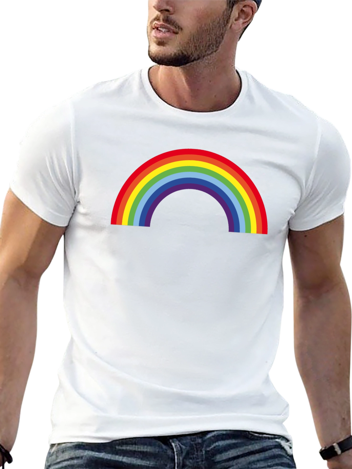 Black Rainbow Pride T-Shirt - Black Crew Neck Tee view 13