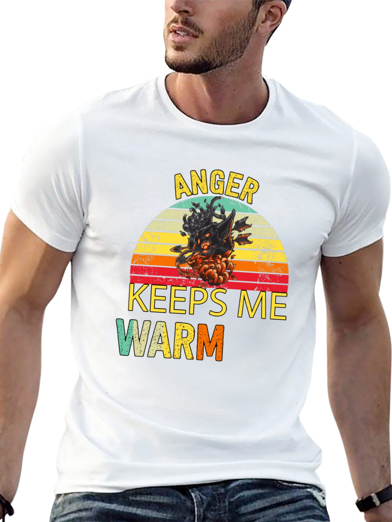 Black Anger Keeps Me Warm T-Shirt view 13