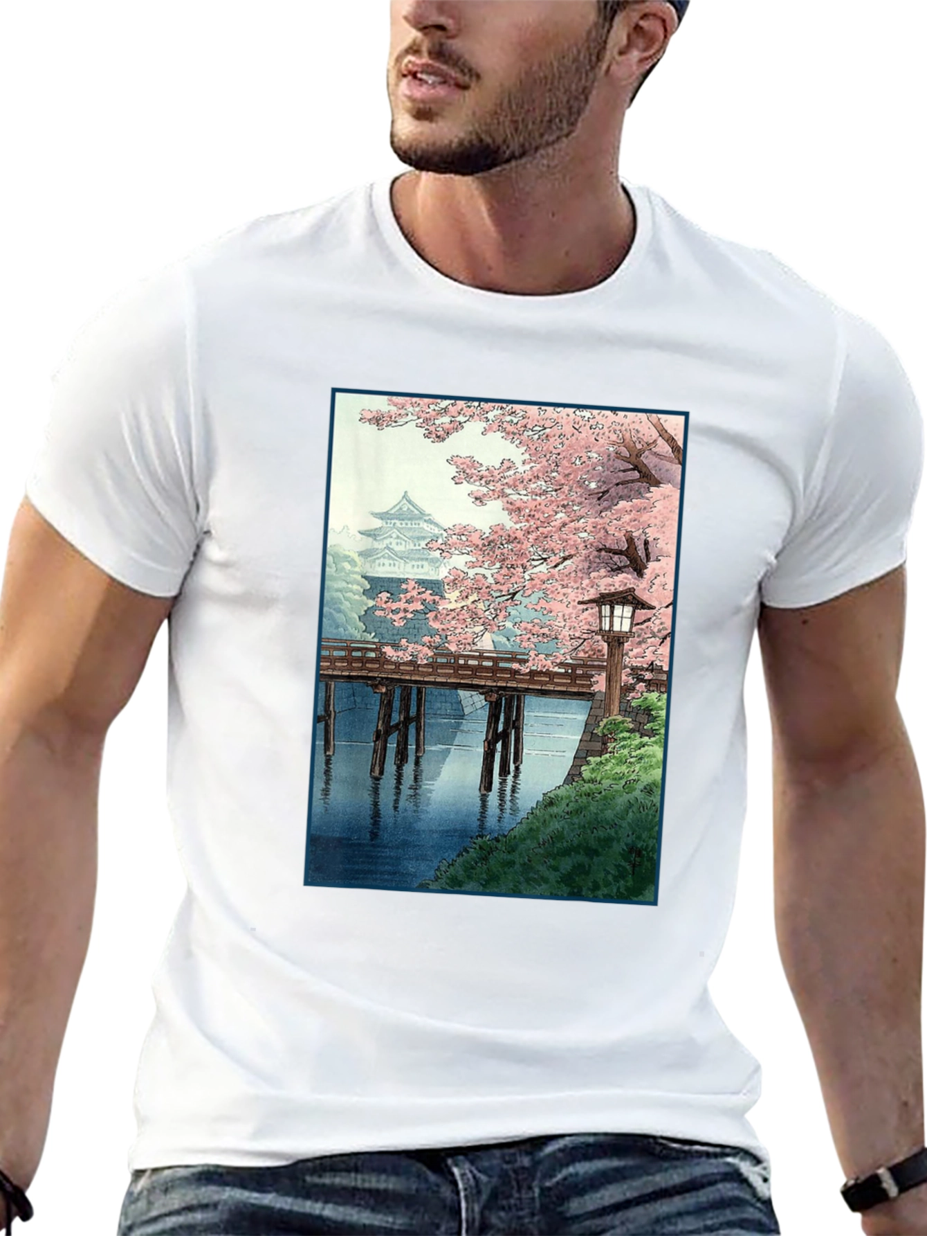 Black Japanese Cherry Blossom T-Shirt view 13